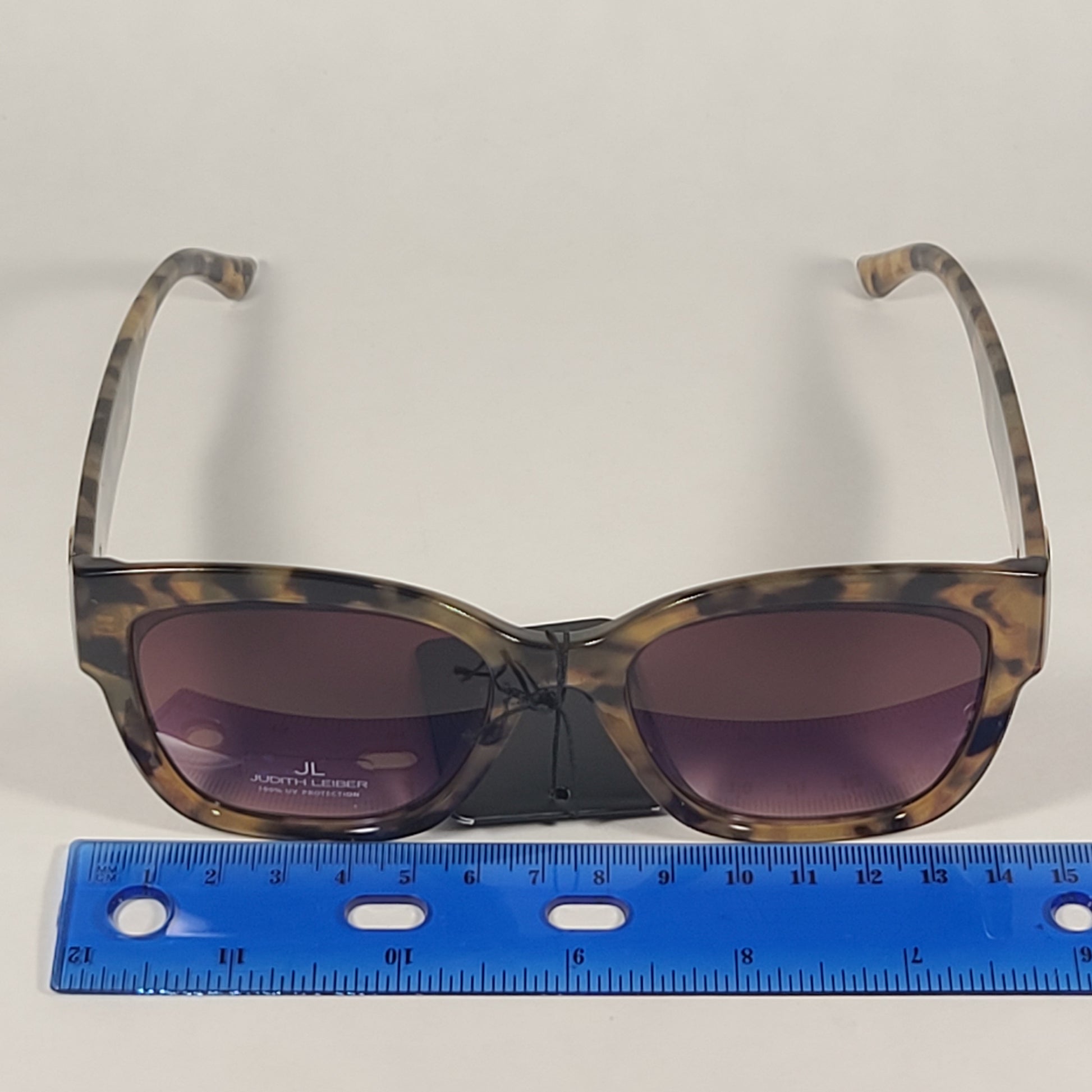 JL By Judith Leiber Foxy Square Sunglasses Milk Tortoise Frame Brown Gradient Lens - Sunglasses