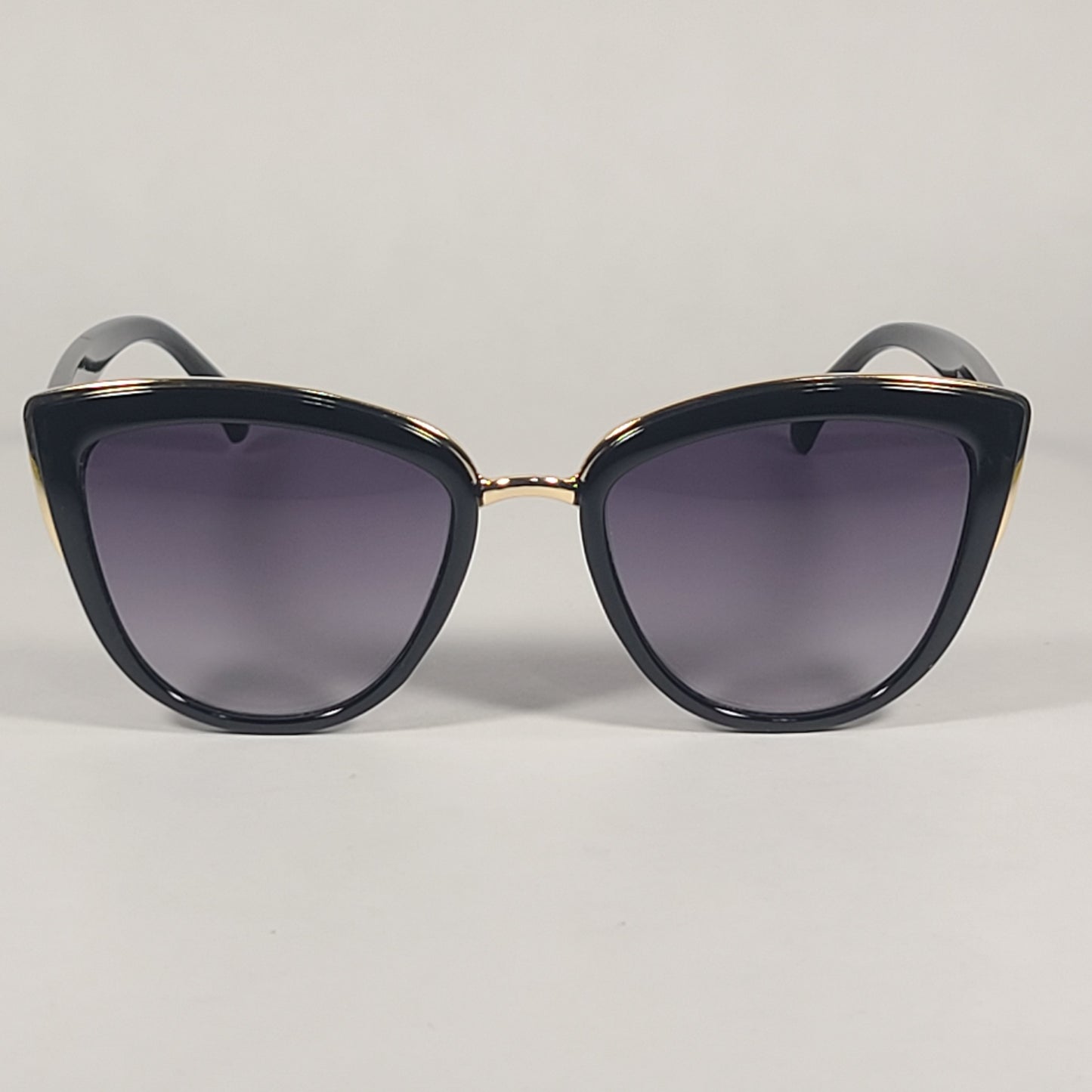 Guess Cat Eye Sunglasses Black Gold Frame Gray Gradient Lens GF0313 01B - Sunglasses