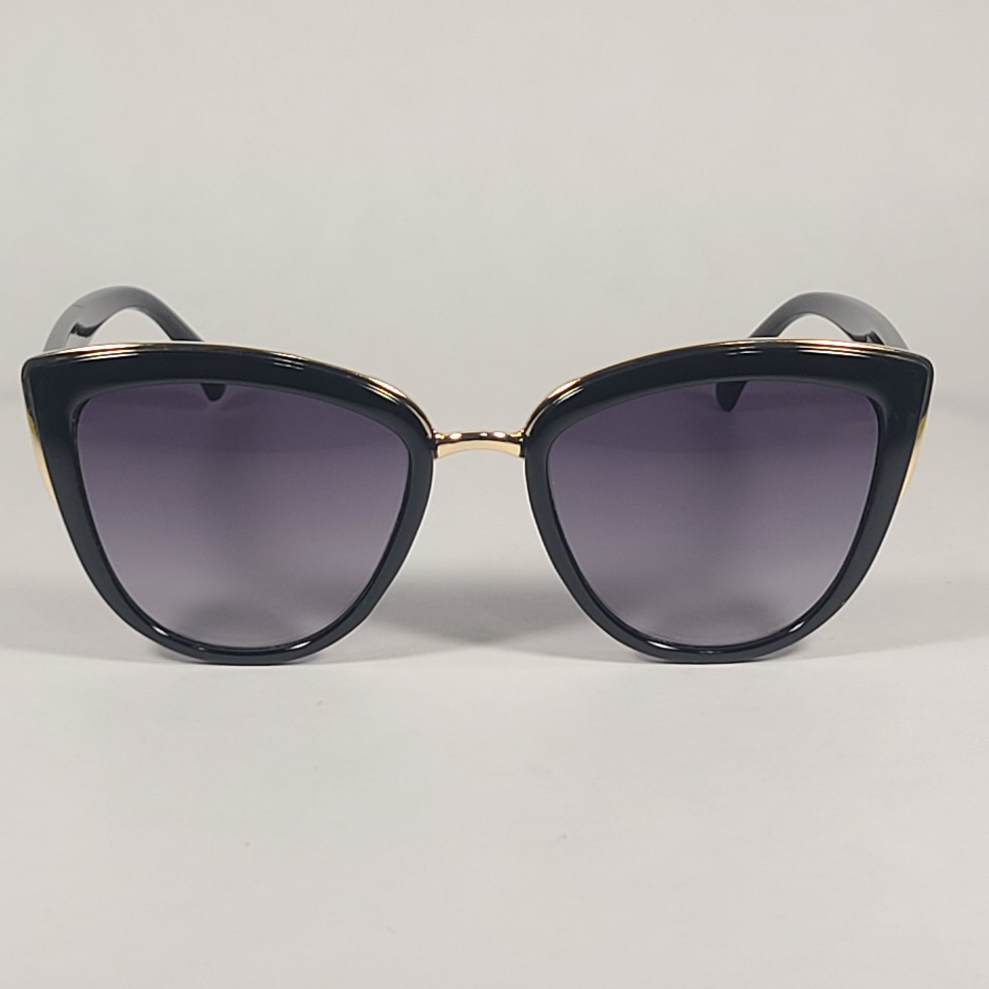 Guess Cat Eye Sunglasses Black Gold Frame Gray Gradient Lens GF0313 01B - Sunglasses