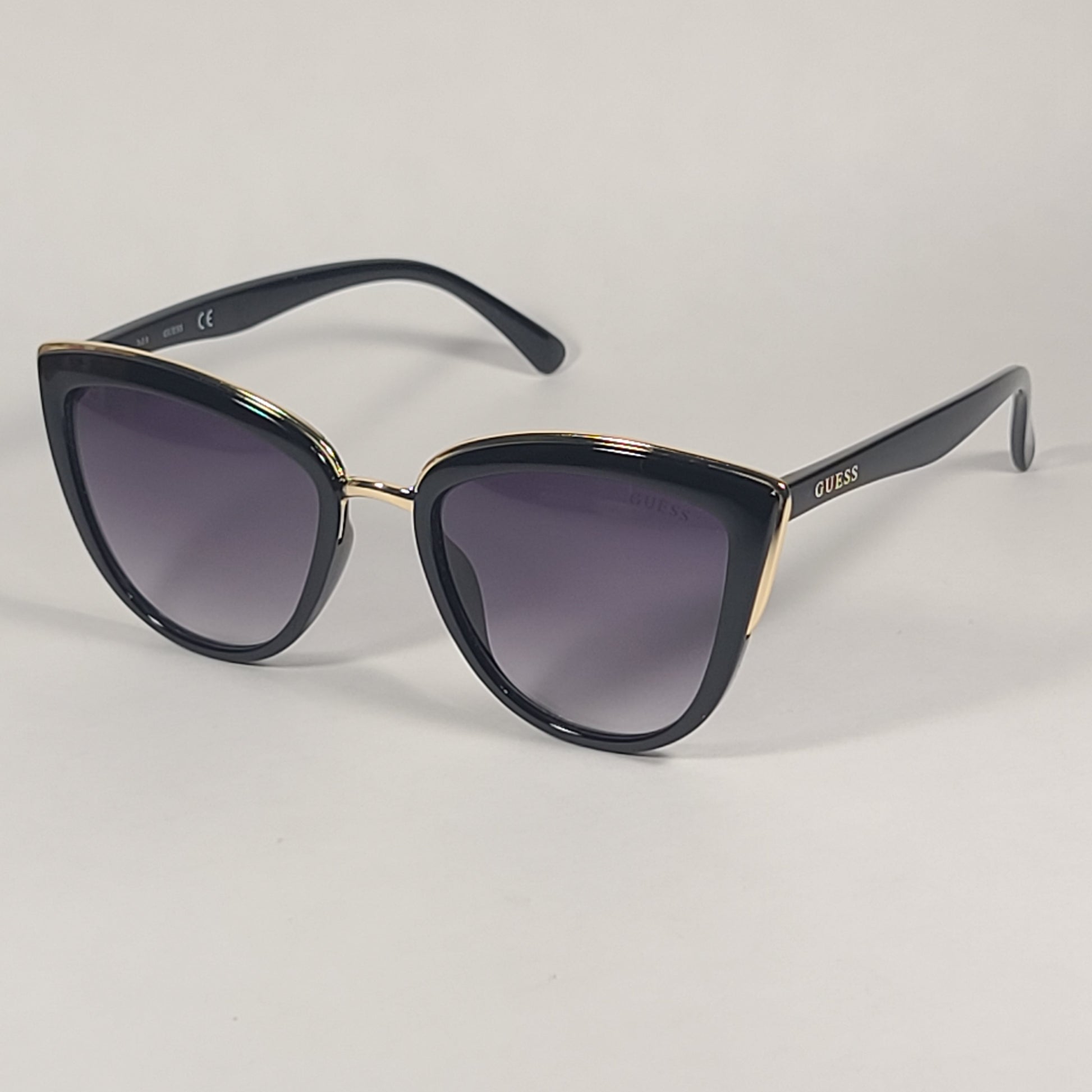 Guess Cat Eye Sunglasses Black Gold Frame Gray Gradient Lens