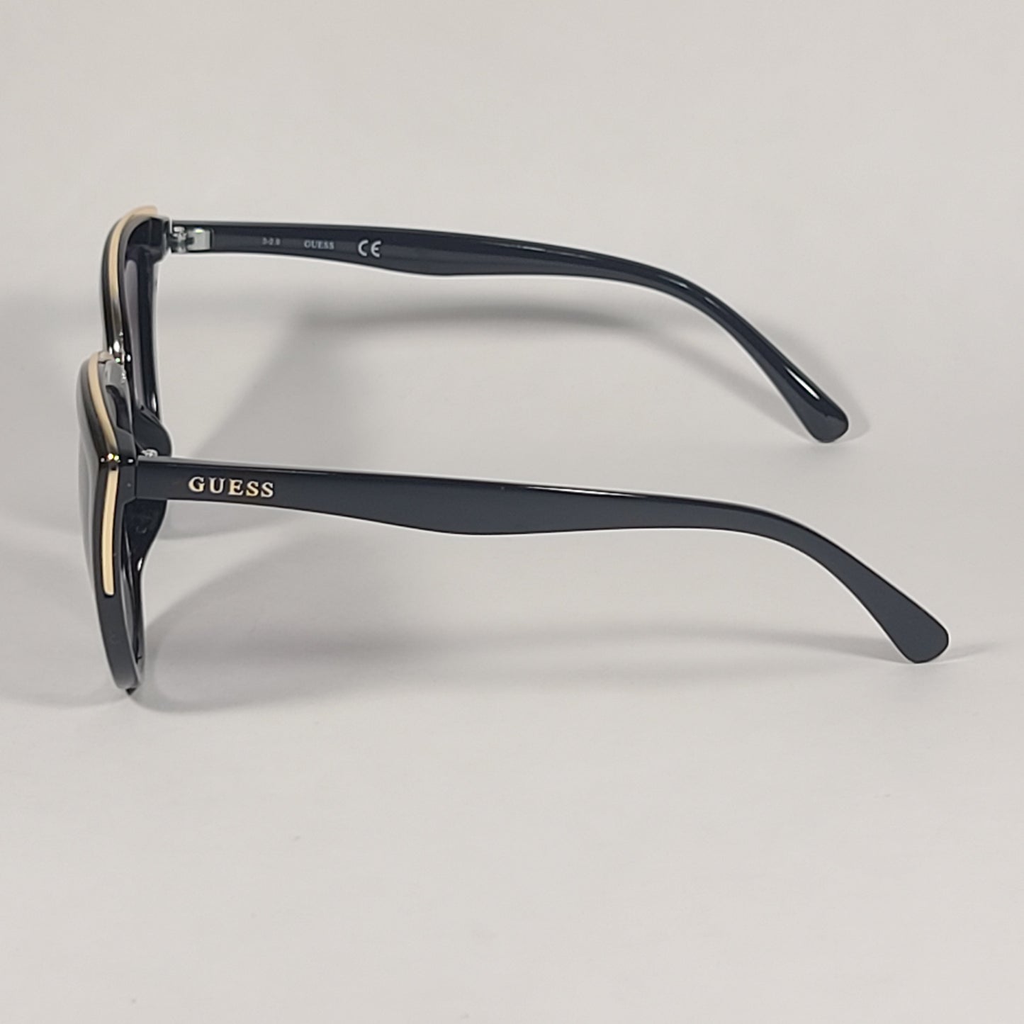Guess Cat Eye Sunglasses Black Gold Frame Gray Gradient Lens GF0313 01B - Sunglasses