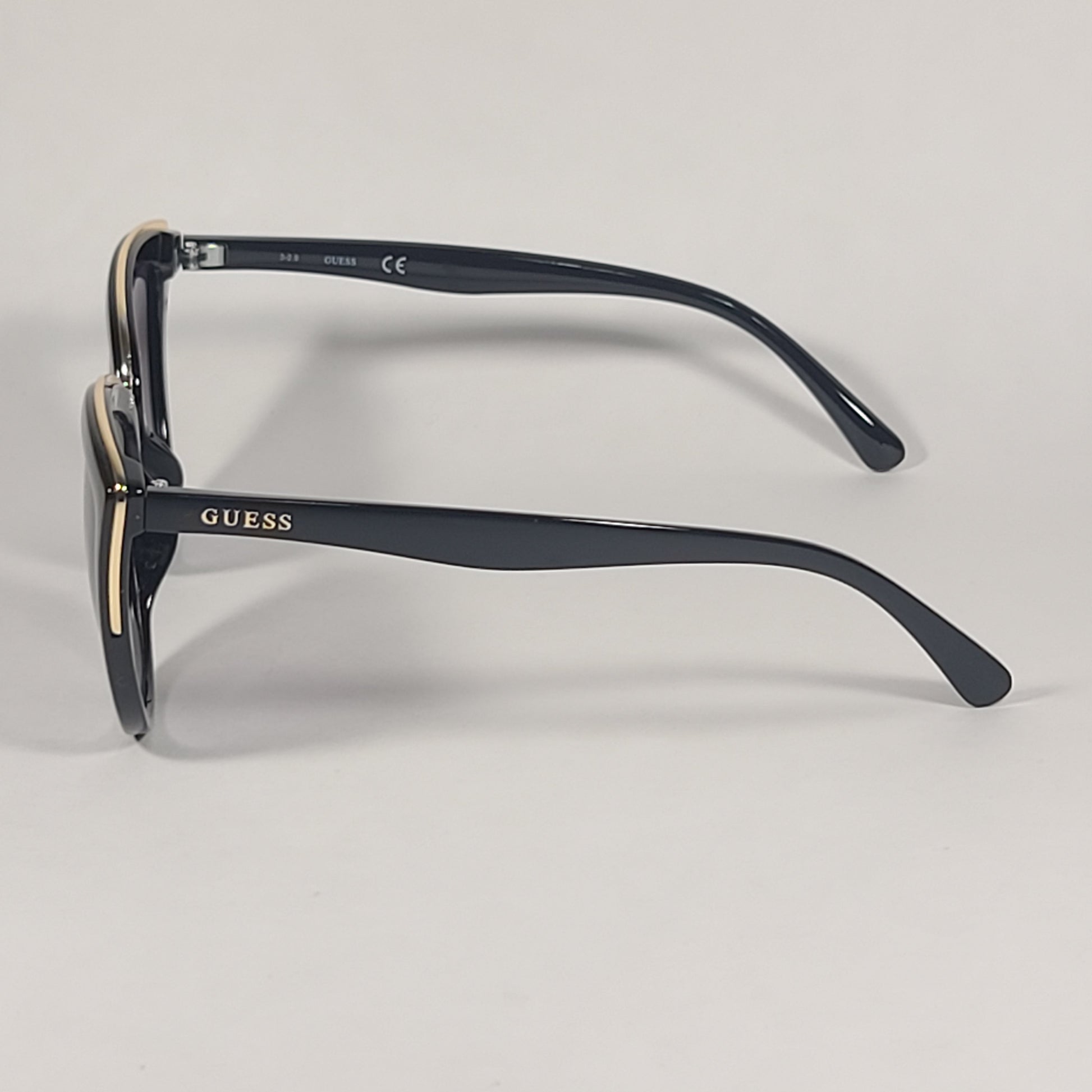 Guess Cat Eye Sunglasses Black Gold Frame Gray Gradient Lens GF0313 01B - Sunglasses