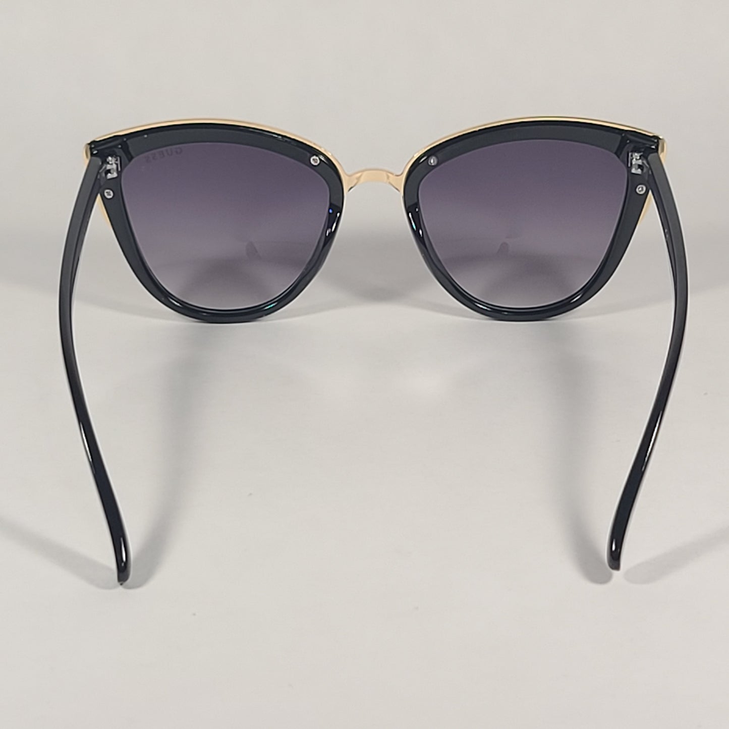 Guess Cat Eye Sunglasses Black Gold Frame Gray Gradient Lens GF0313 01B - Sunglasses