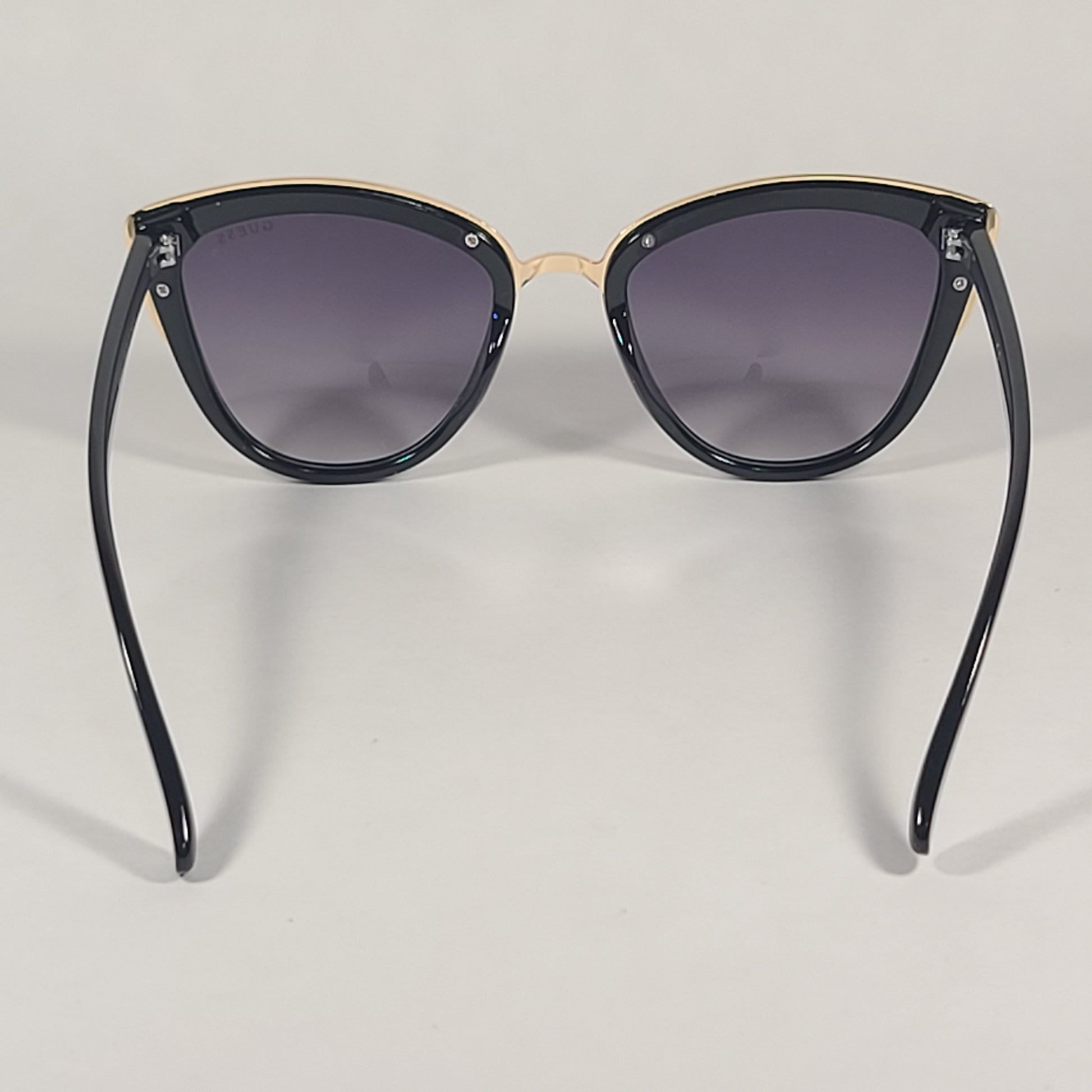 Guess Cat Eye Sunglasses Black Gold Frame Gray Gradient Lens GF0313 01B - Sunglasses