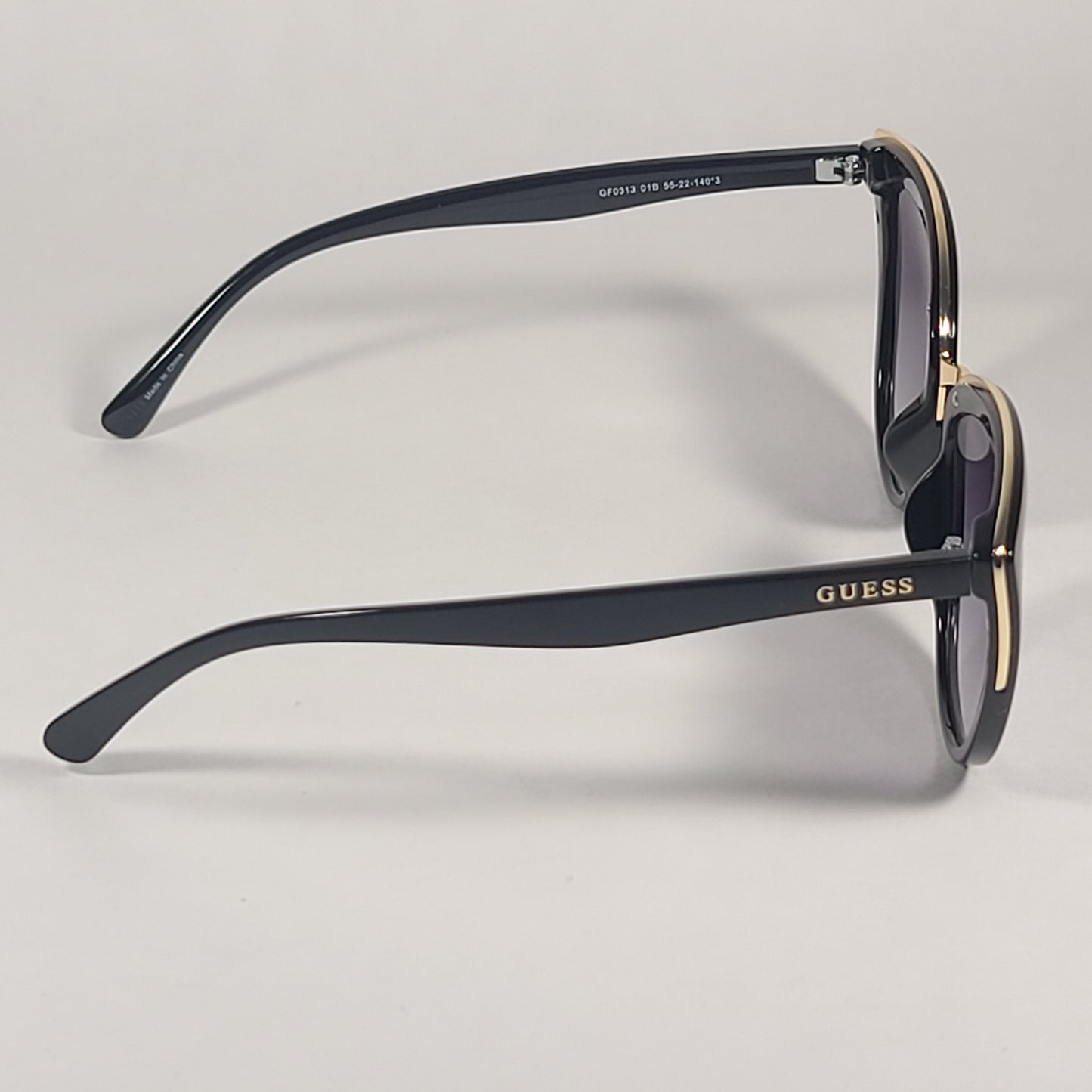Guess Cat Eye Sunglasses Black Gold Frame Gray Gradient Lens GF0313 01B - Sunglasses
