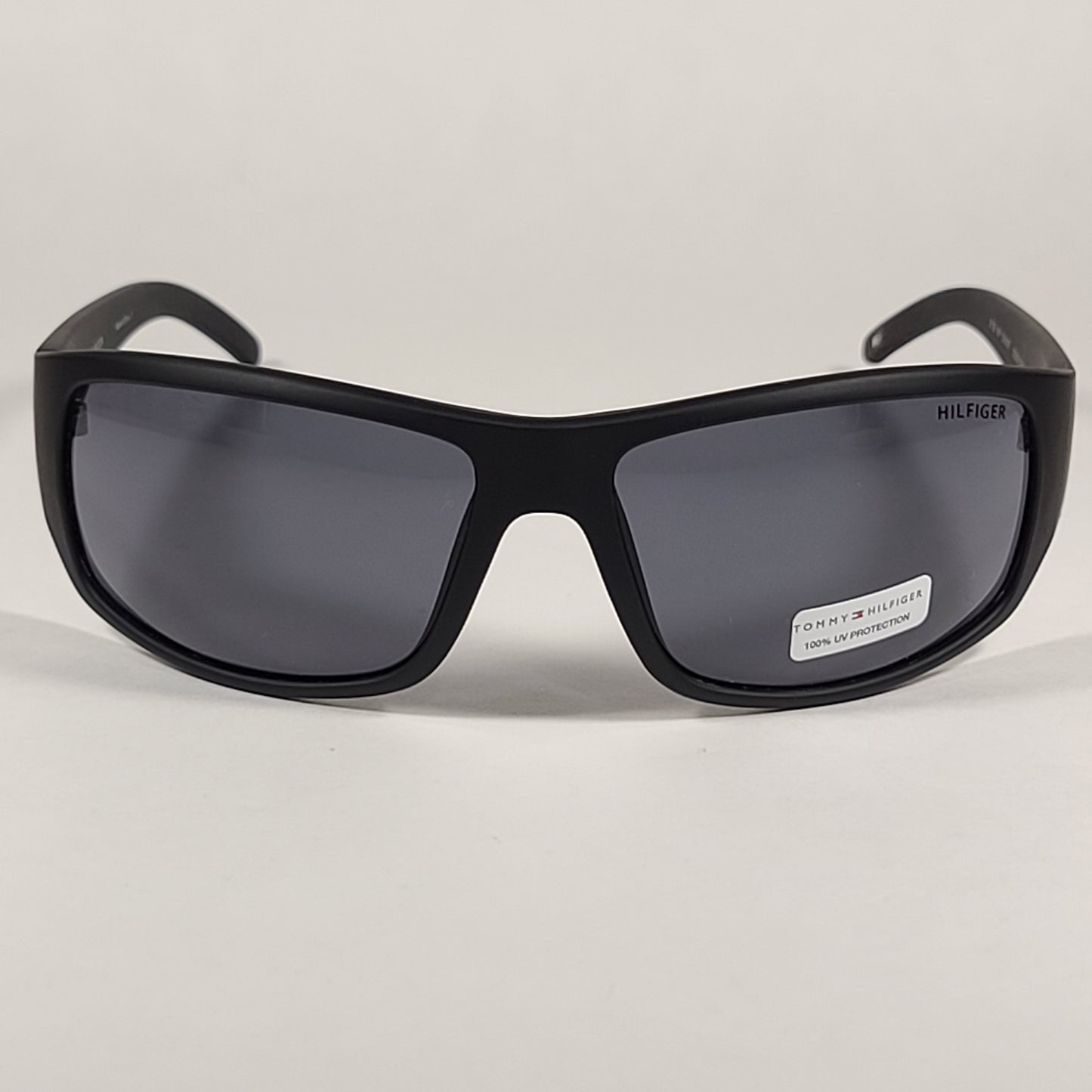Tommy Hilfiger Bob Rectangular Sunglasses Sport Matte Black Gray Lens BOB MP OM497 - Sunglasses
