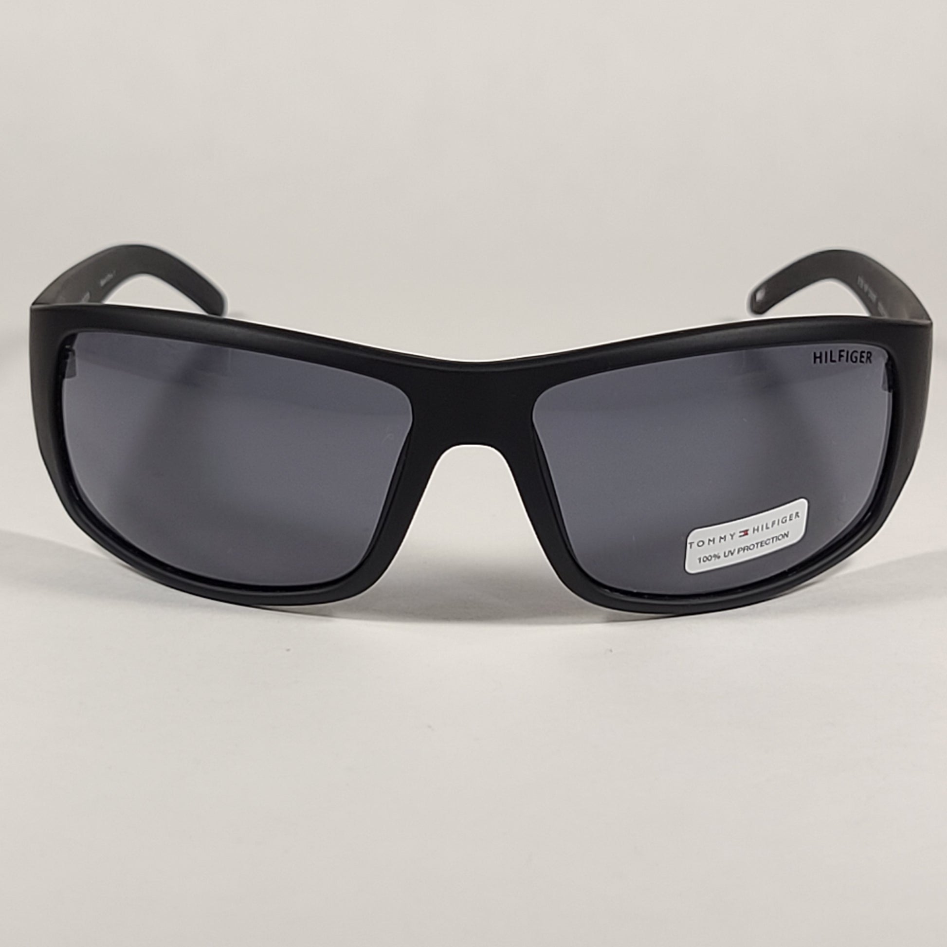 Tommy Hilfiger Bob Rectangular Sunglasses Sport Matte Black Gray Lens BOB MP OM497 - Sunglasses