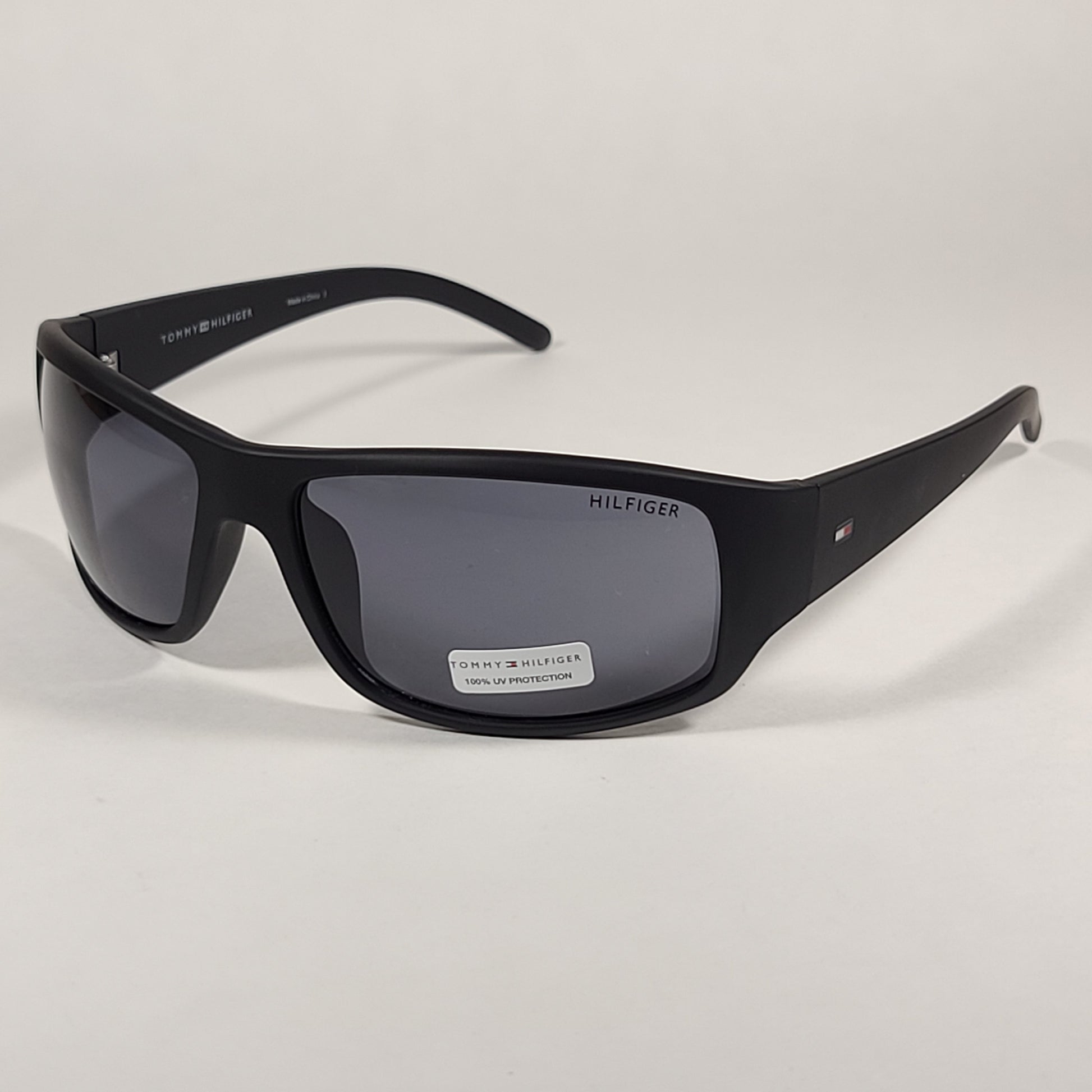 Tommy Hilfiger Bob Rectangular Sunglasses Sport Matte Black Gray Lens BOB MP OM497 - Sunglasses
