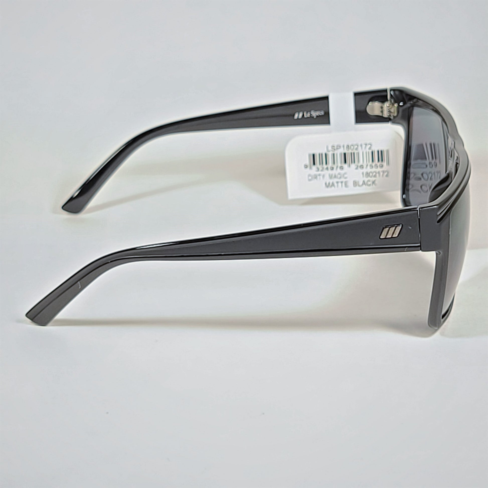Le Specs Dirty Magic Shield Square Sunglasses Matte Black Frame Gray Mono Lens LSP1802172 - Sunglasses