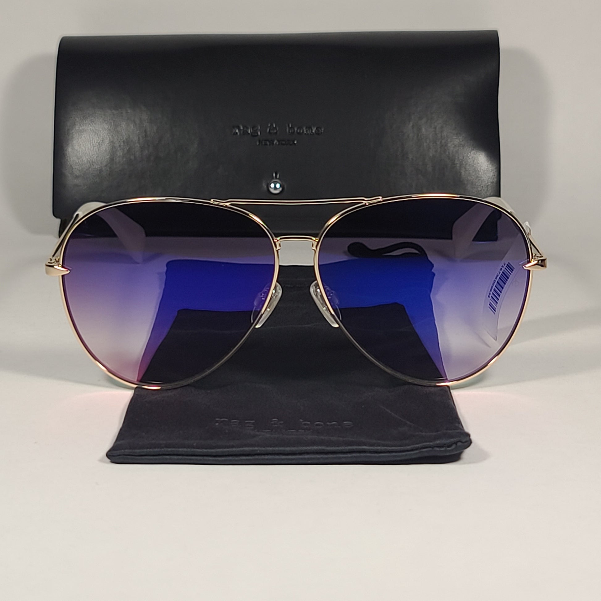 RAG & BONE Aviator Sunglasses Light Gold Frame Purple Flash Gradient Lens RNB1006/S 3YGHI - Sunglasses