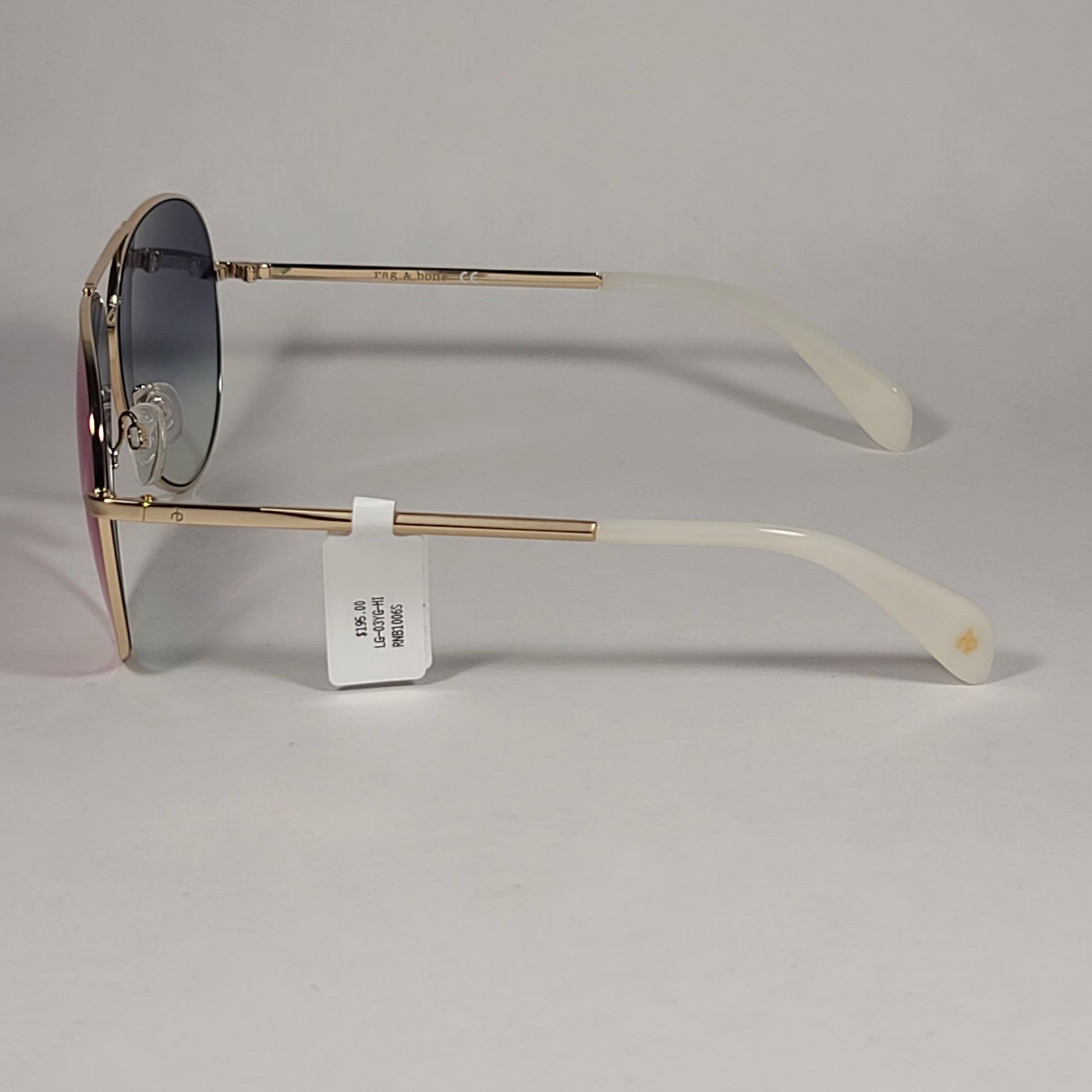 RAG & BONE Aviator Sunglasses Light Gold Frame Purple Flash Gradient Lens RNB1006/S 3YGHI - Sunglasses