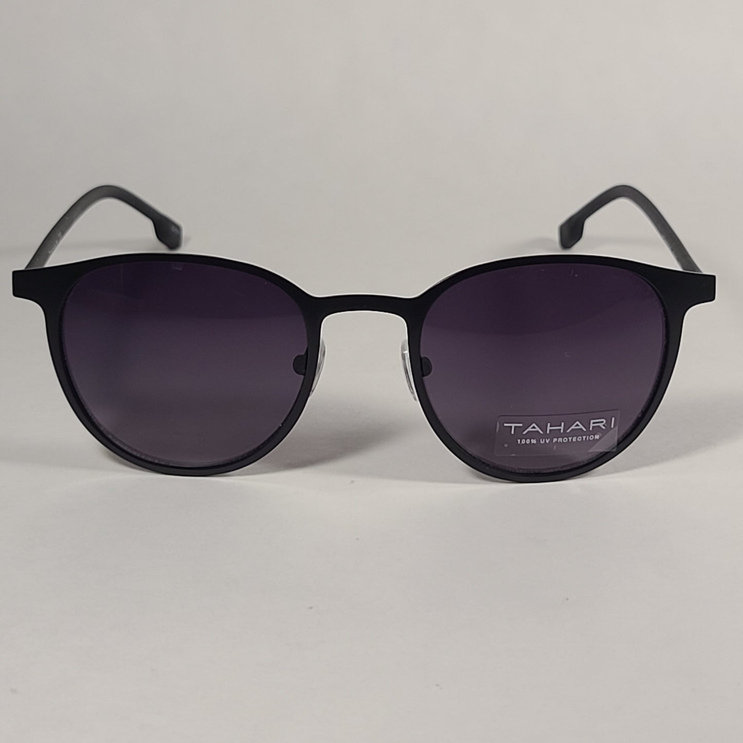 Tahari Round Sunglasses Matte Black Frame Gray Smoke Gradient Lens TM115 MBLK - Sunglasses
