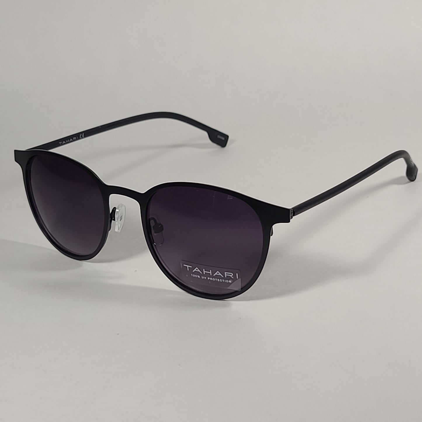 Tahari Round Sunglasses Matte Black Frame Gray Smoke Gradient Lens TM115 MBLK - Sunglasses