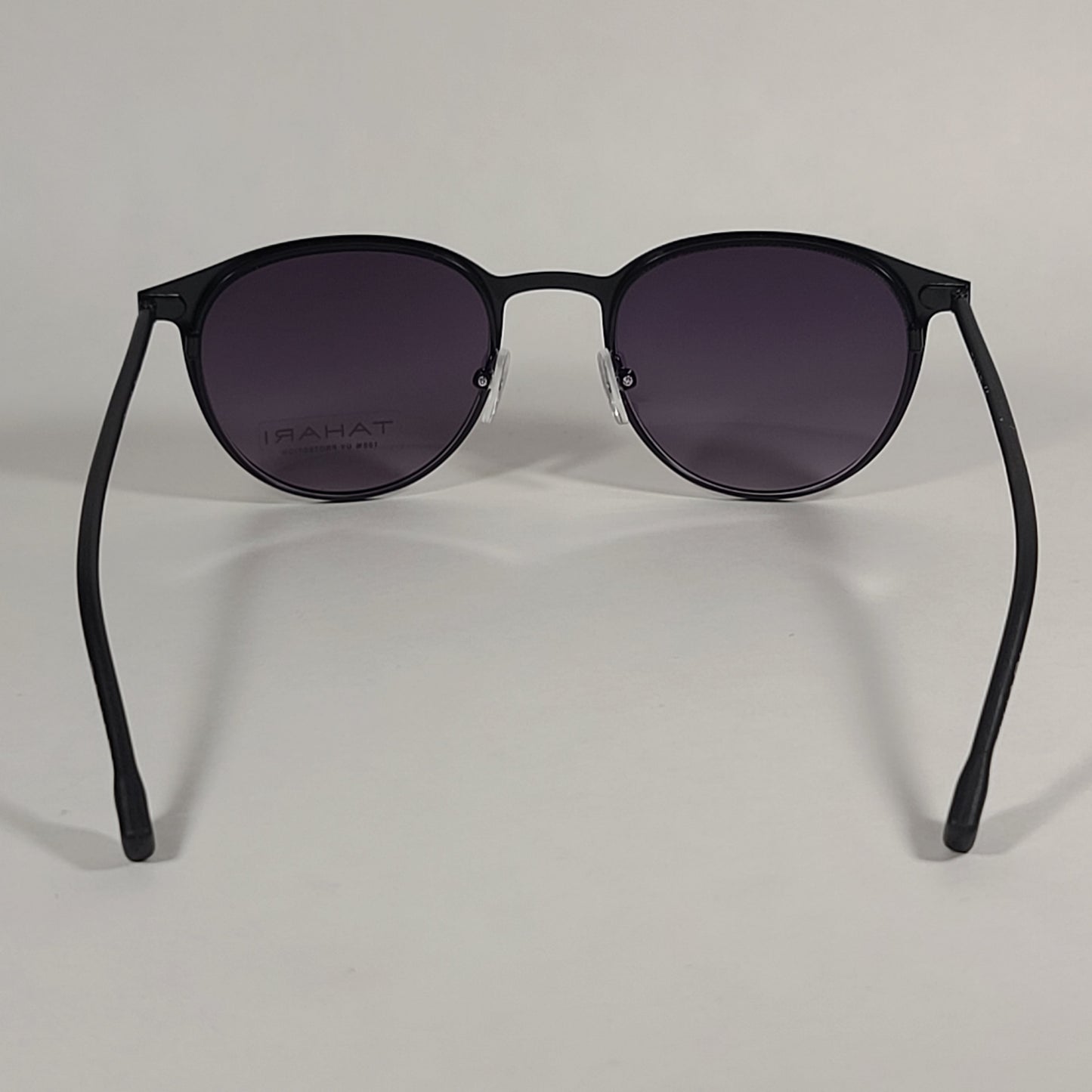 Tahari Round Sunglasses Matte Black Frame Gray Smoke Gradient Lens TM115 MBLK - Sunglasses