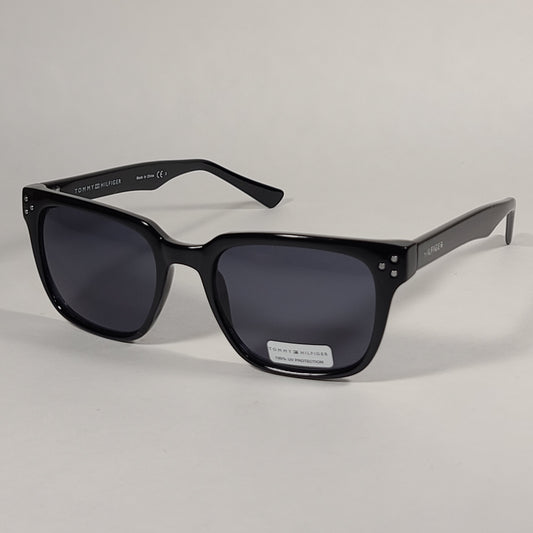 Tommy Hilfiger Selina Rectangle Sunglasses Shiny Black Frame Gray Mono Lens SELINA WP OL517 - Sunglasses
