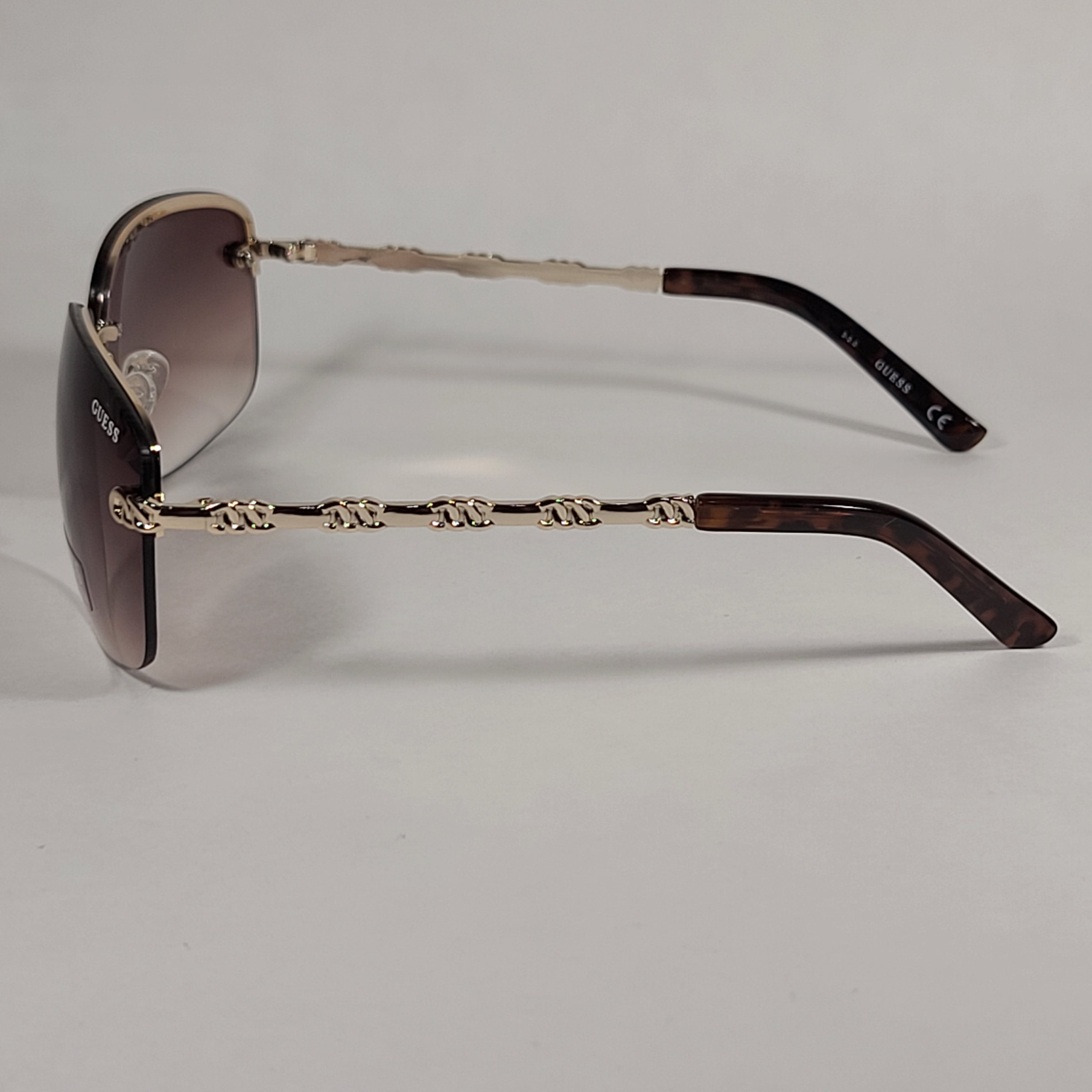 Guess Rimless Sunglasses Gold Tone Frame Metal Brown Gradient Lens GF0 TheSunglassFashion