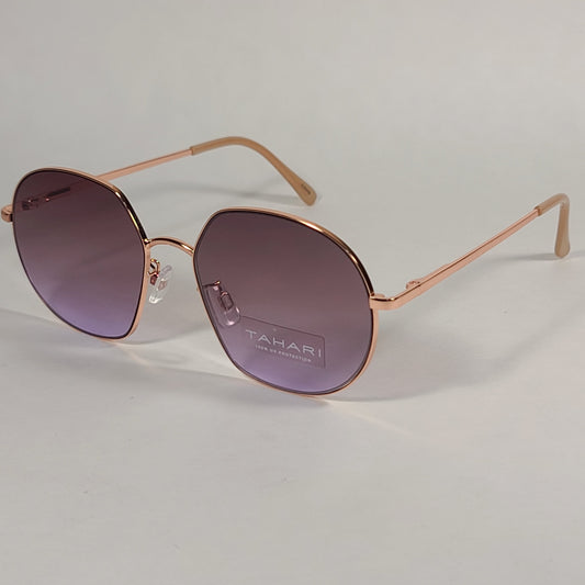 Tahari Aviator Slice Sunglasses Rose Gold Nude Frame Brown Gradient Lens TH786 RGDND - Sunglasses