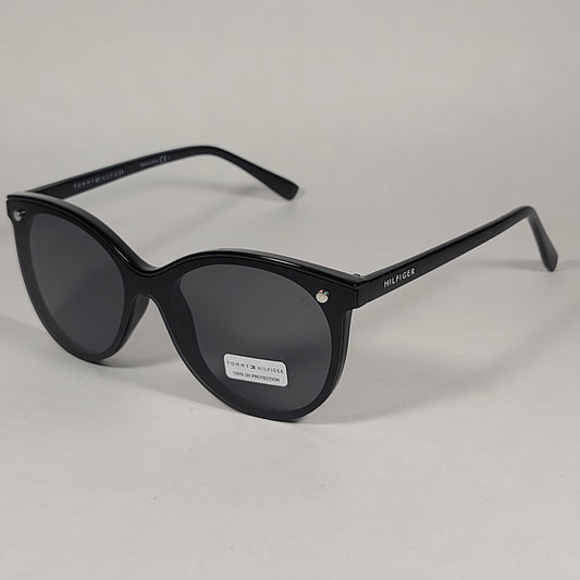 Tommy Hilfiger Reese Rimless Round Sunglasses Shiny Black Gray Single Lens REESE WP OL530 - Sunglasses