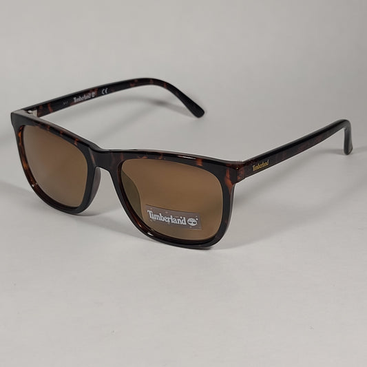 Timberland Rectangle Sunglasses Brown Tortoise Frame Gold Flash Lens TB7216 52G - Sunglasses