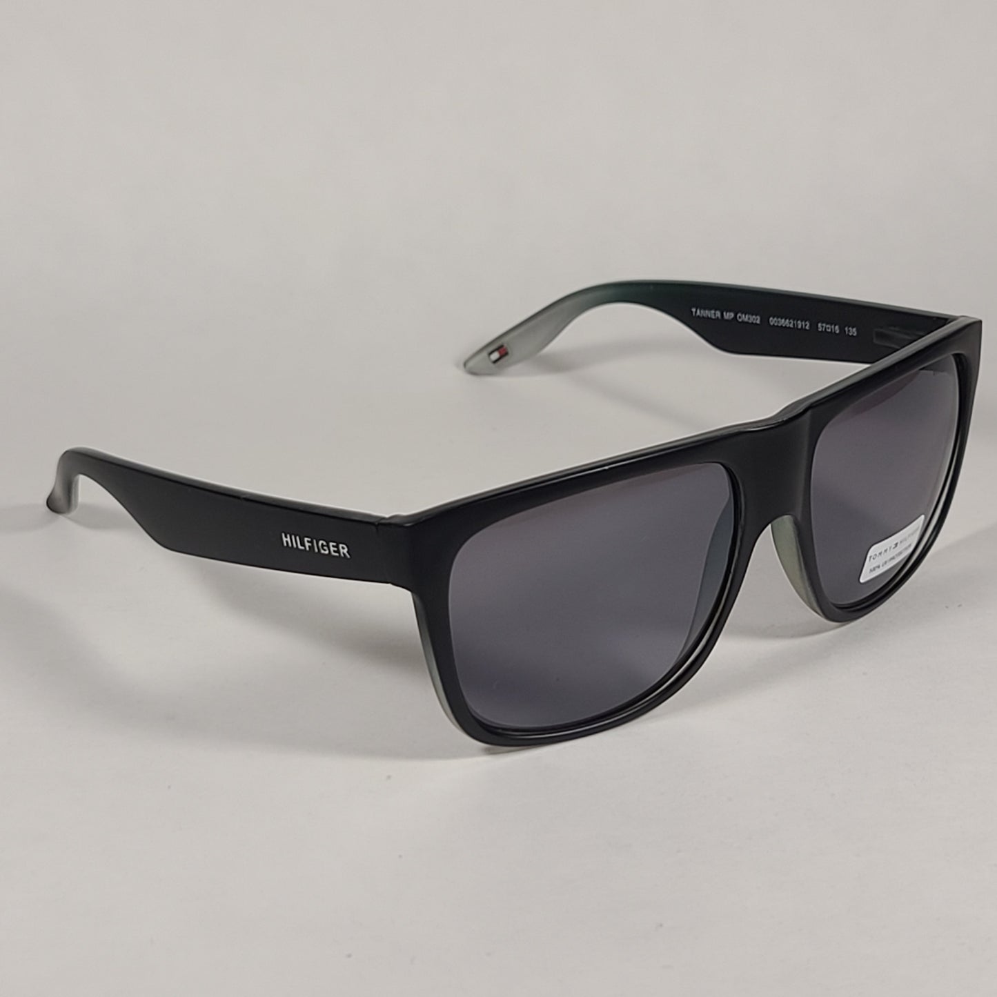 Tommy Hilfiger Tanner Square Sunglasses Matte Black And Green Gray Frame Gray Lens TANNER MP OM302 - Sunglasses