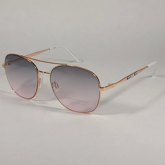 Tahari Rounded Aviator Sunglasses Gold White Pink Gradient Lens TH790 GLDWH - Sunglasses