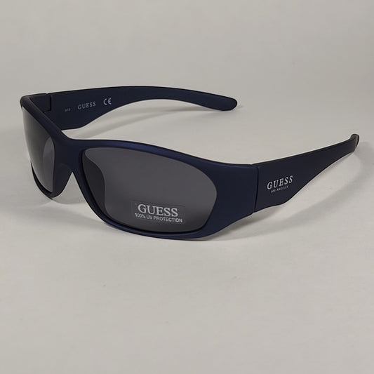 Guess Small Wrap Sunglasses Navy Blue Frame Gray Lens GF4010 92A - Sunglasses