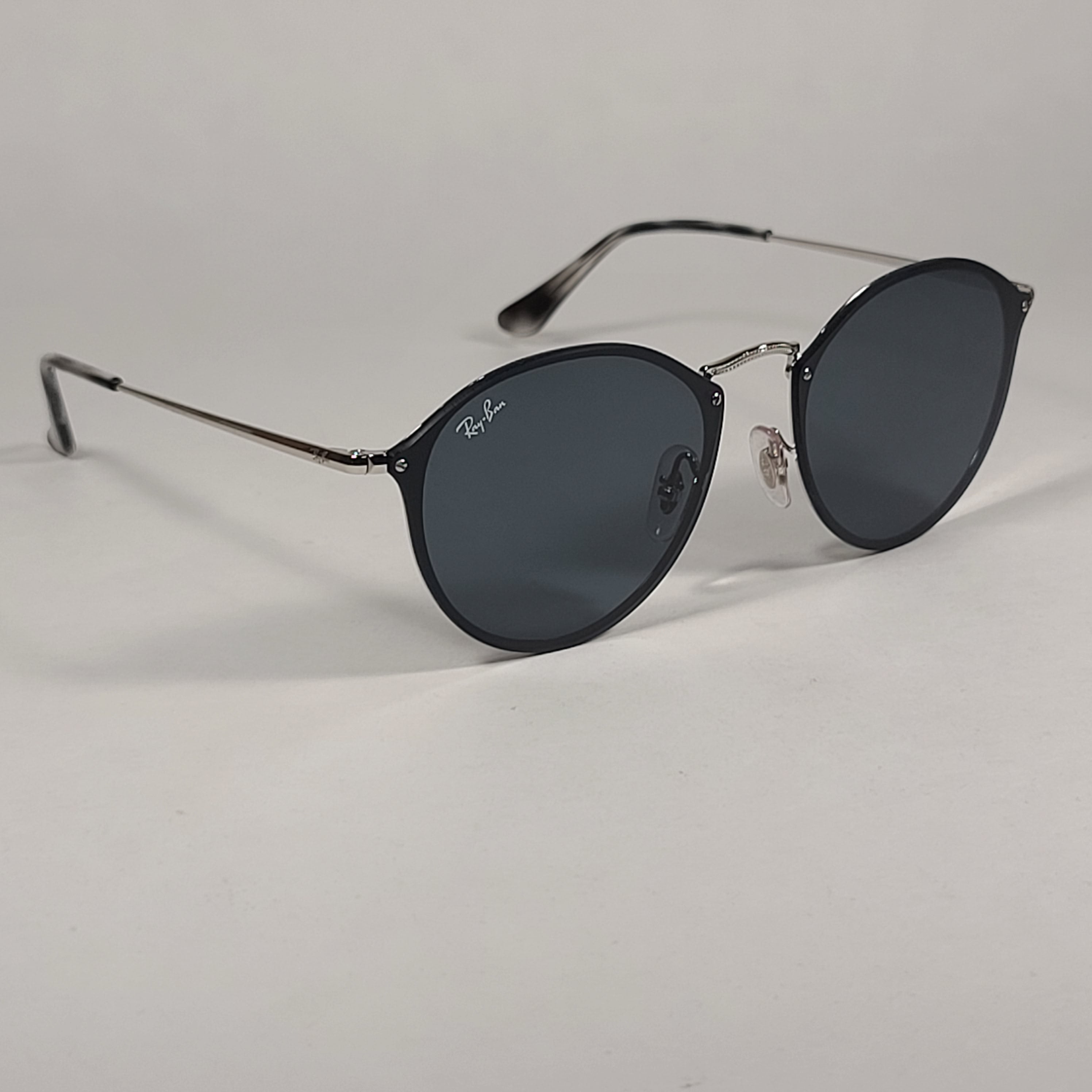 Ray Ban Blaze Round Sunglasses Black Silver Metal Frame Gray Lens RB35 TheSunglassFashion