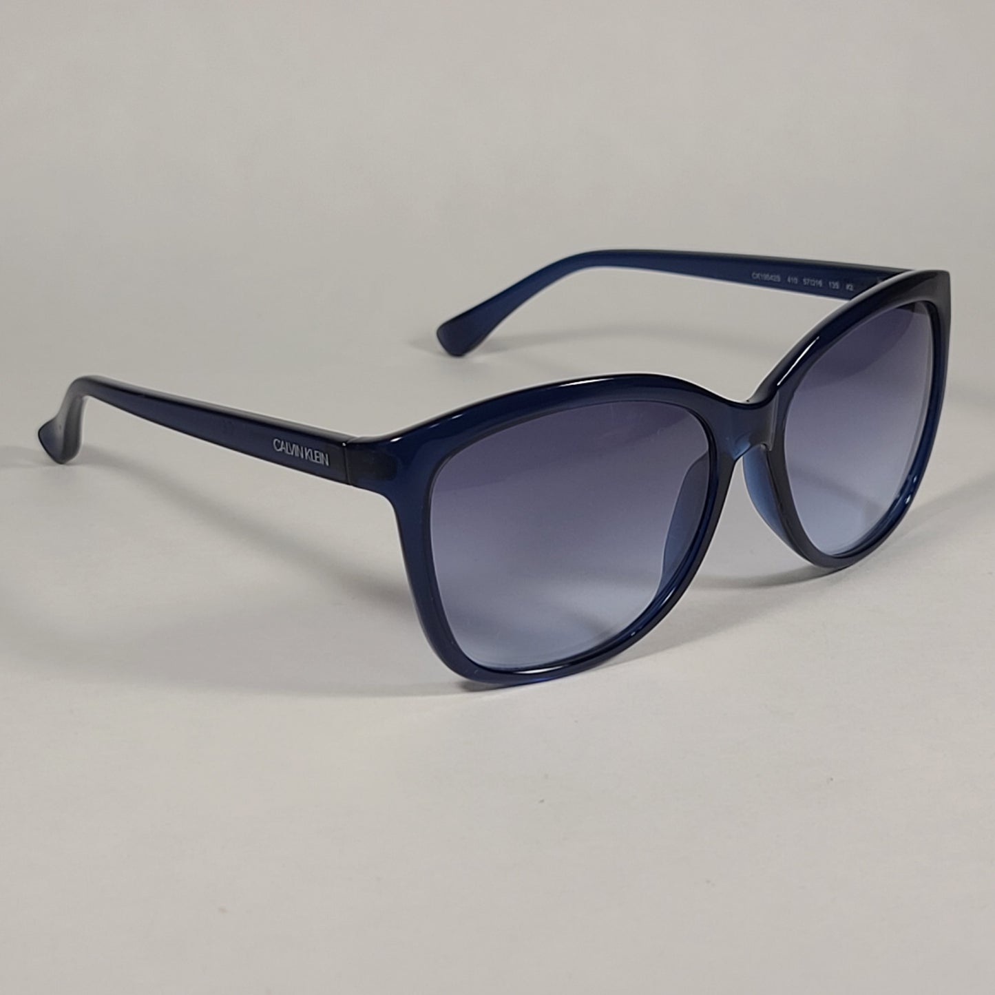Calvin Klein Square Cat Eye Sunglasses CK19542S 605 Navy Blue Crystal Gray Gradient Lens - Sunglasses