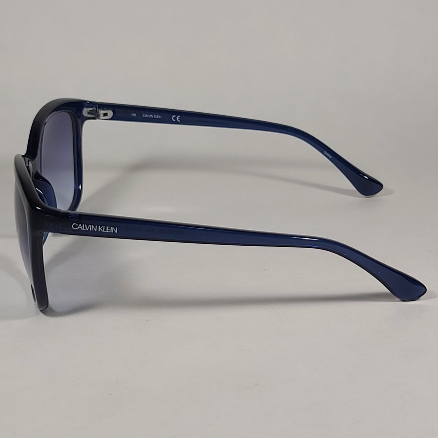 Calvin Klein Square Cat Eye Sunglasses CK19542S 605 Navy Blue Crystal Gray Gradient Lens - Sunglasses