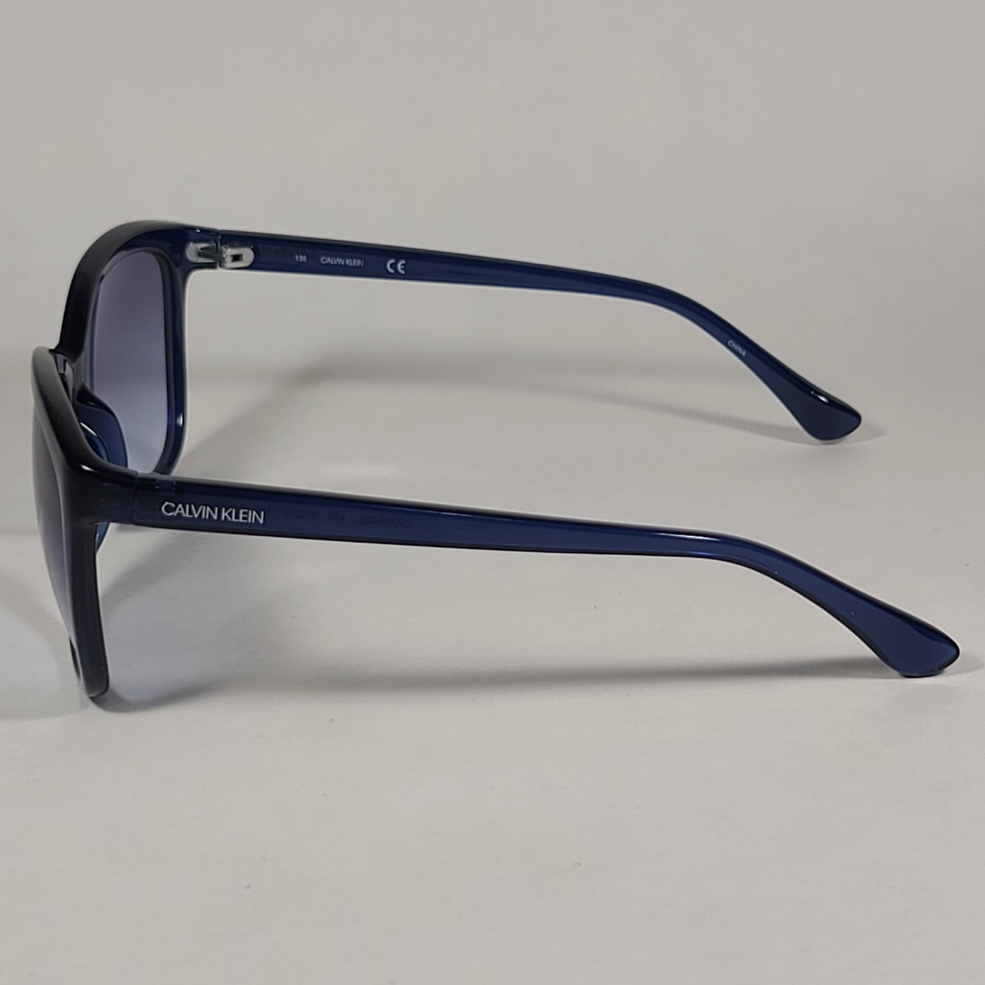 Calvin Klein Square Cat Eye Sunglasses CK19542S 605 Navy Blue Crystal Gray Gradient Lens - Sunglasses