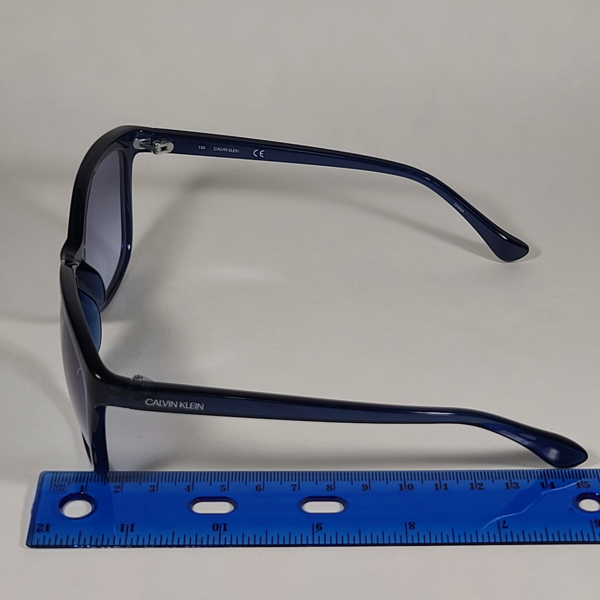 Calvin Klein Square Cat Eye Sunglasses CK19542S 605 Navy Blue Crystal Gray Gradient Lens - Sunglasses