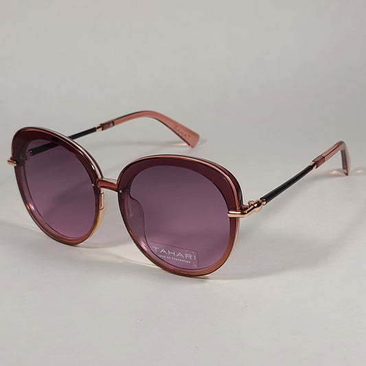 Tahari Butterfly Oversize Rimless Sunglasses Berry And Black Pink Lens TH778 BRY - Sunglasses