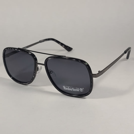 Timberland Aviator Sunglasses Gunmetal Gray Black Marble Frame Gray Lens TB7212 05A - Sunglasses