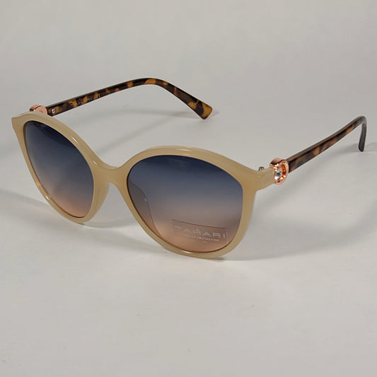 Tahari Cat Eye Sunglasses Nude And Tortoise Frame Blue Gradient Lens TH761 NDTS - Sunglasses