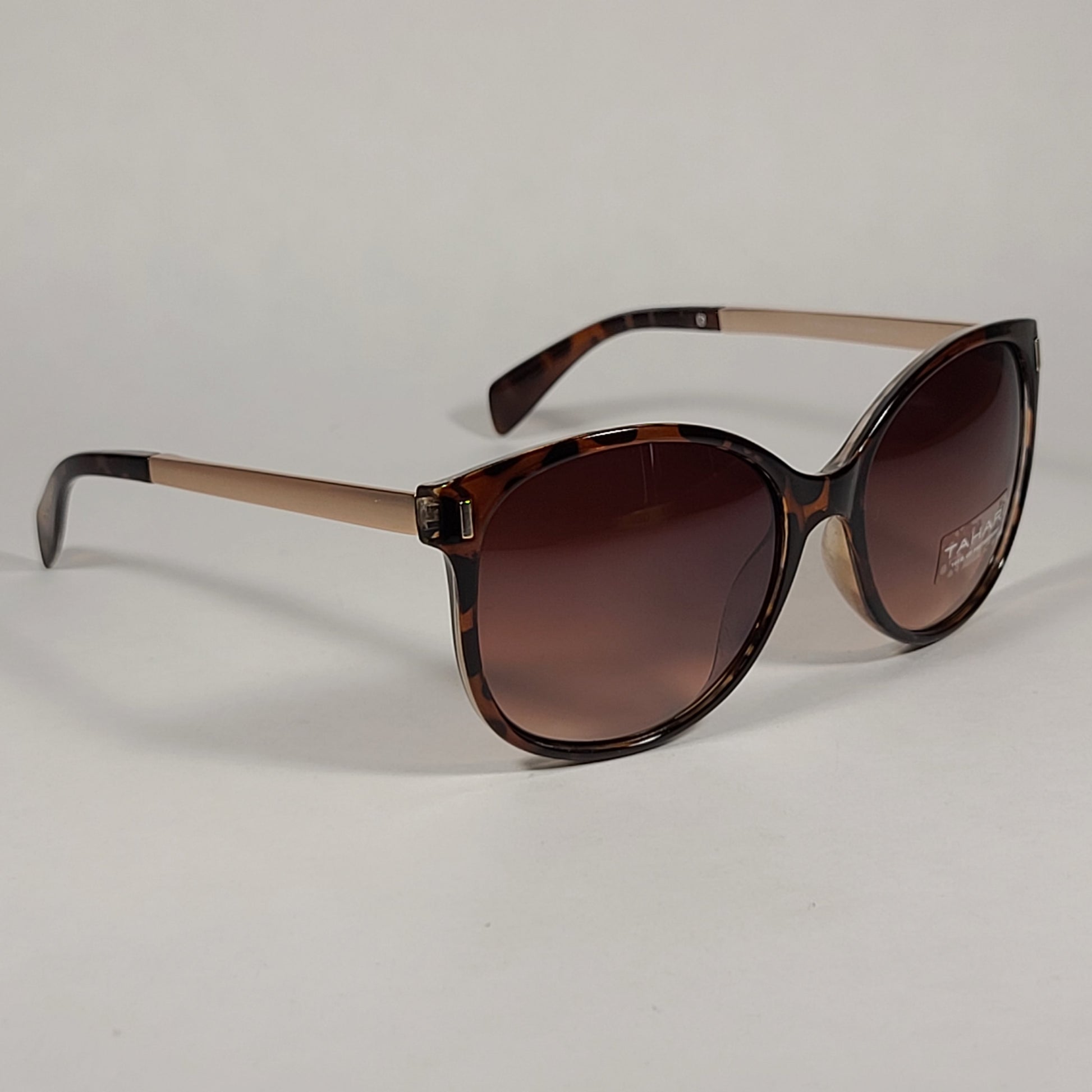 Tahari Cat Eye Sunglasses Brown Tortoise Gold Frame Brown Gradient Lens TH657 TS - Sunglasses