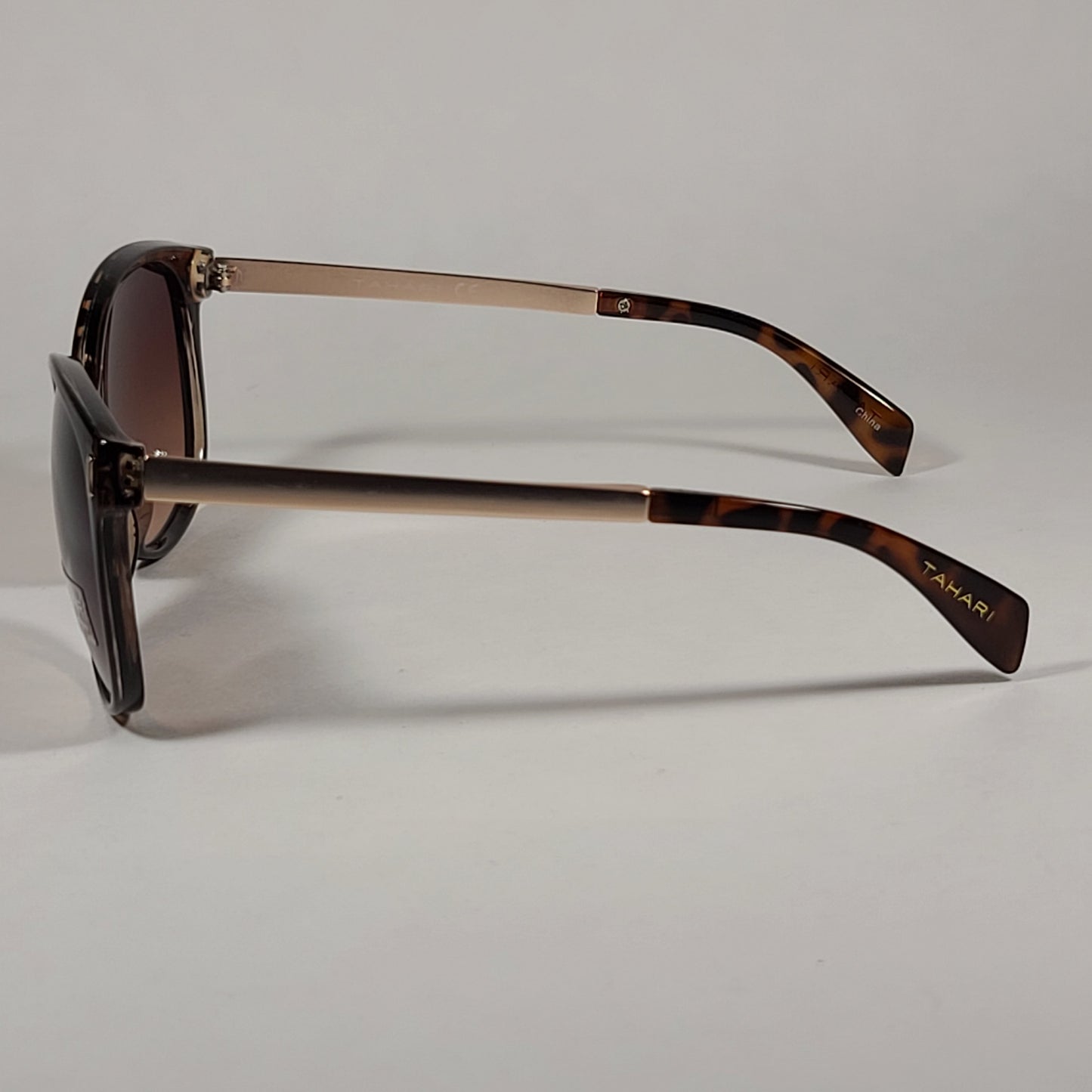 Tahari Cat Eye Sunglasses Brown Tortoise Gold Frame Brown Gradient Lens TH657 TS - Sunglasses