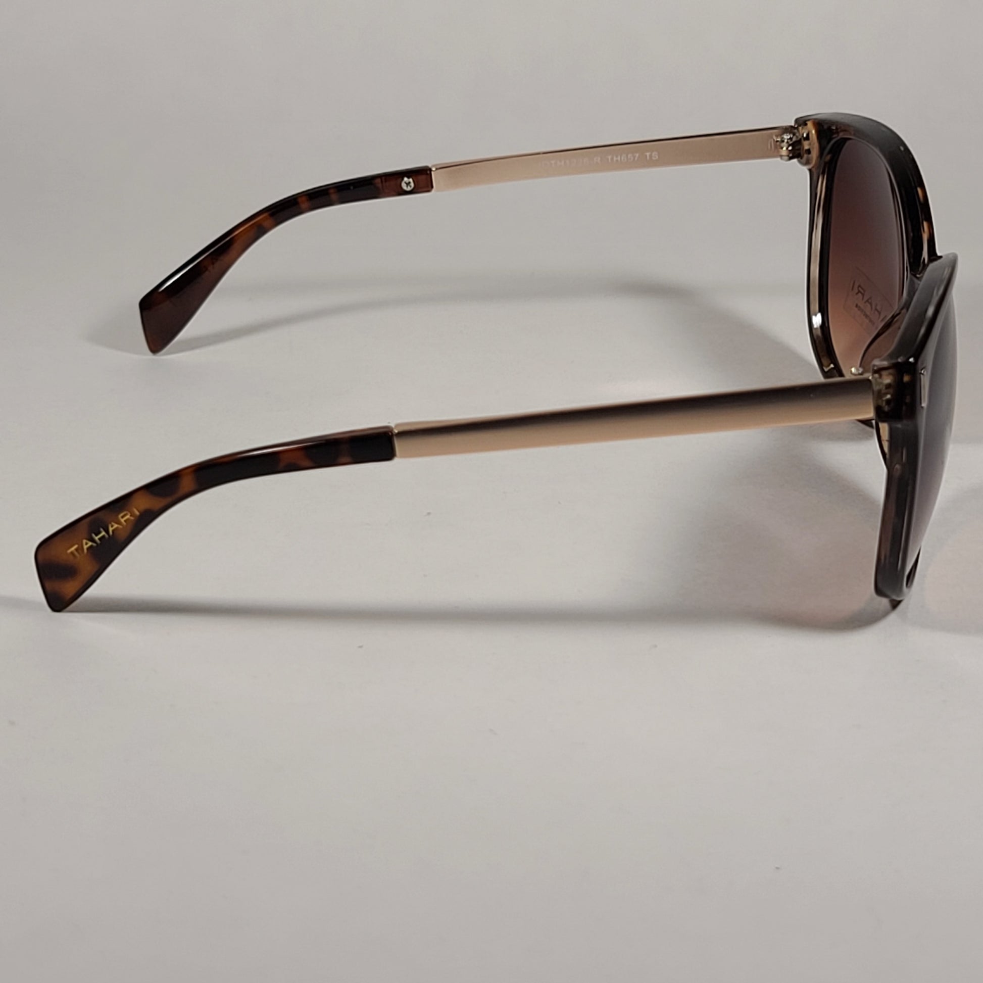 Tahari Cat Eye Sunglasses Brown Tortoise Gold Frame Brown Gradient Lens TH657 TS - Sunglasses