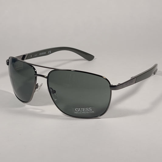 Guess Rectangle Sunglasses Gunmetal And Army Green Frame Green Gray Lens GF0212 08N - Sunglasses