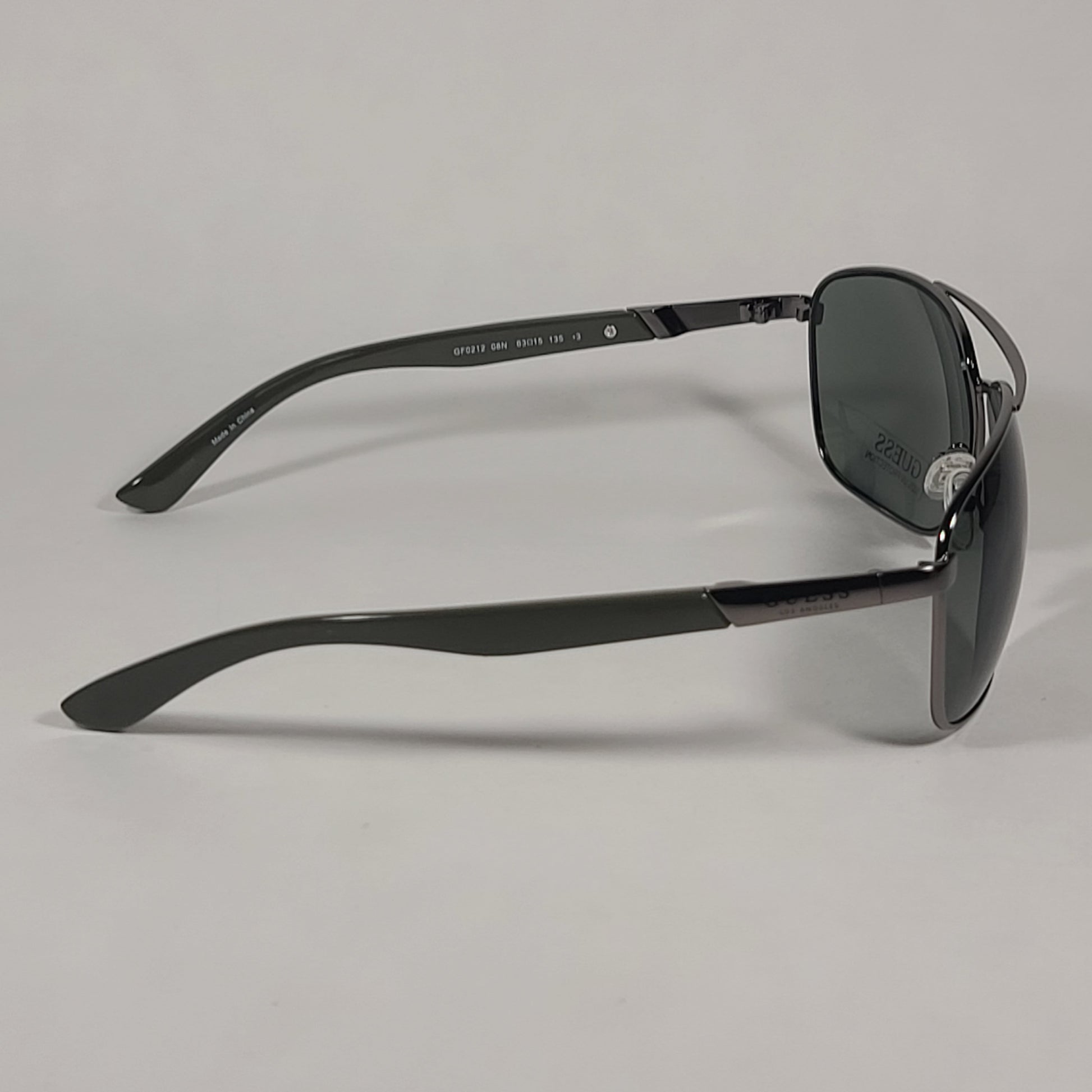 Guess Rectangle Sunglasses Gunmetal And Army Green Frame Green Gray Lens GF0212 08N - Sunglasses