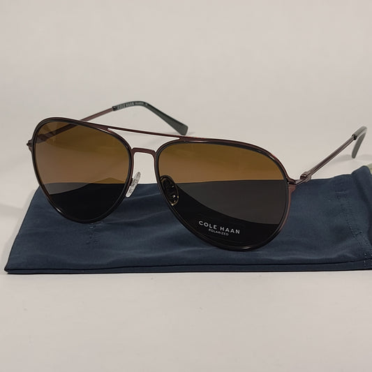 Cole Haan Polarized Aviator Sunglasses Brown And Green Frame Brown Lens CH8007 308 OLIVE - Sunglasses