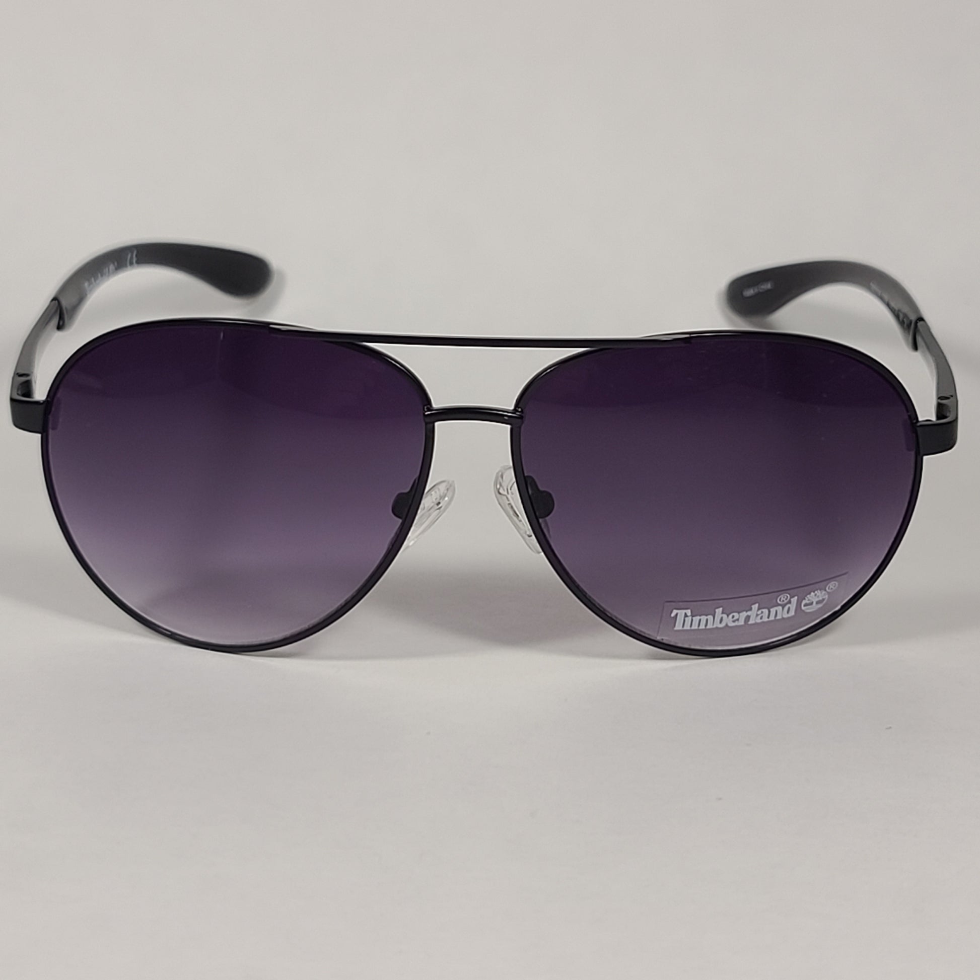 Timberland Aviator Sunglasses Shiny Black Frame Smoke Gradient Lens TB7114 02B - Sunglasses