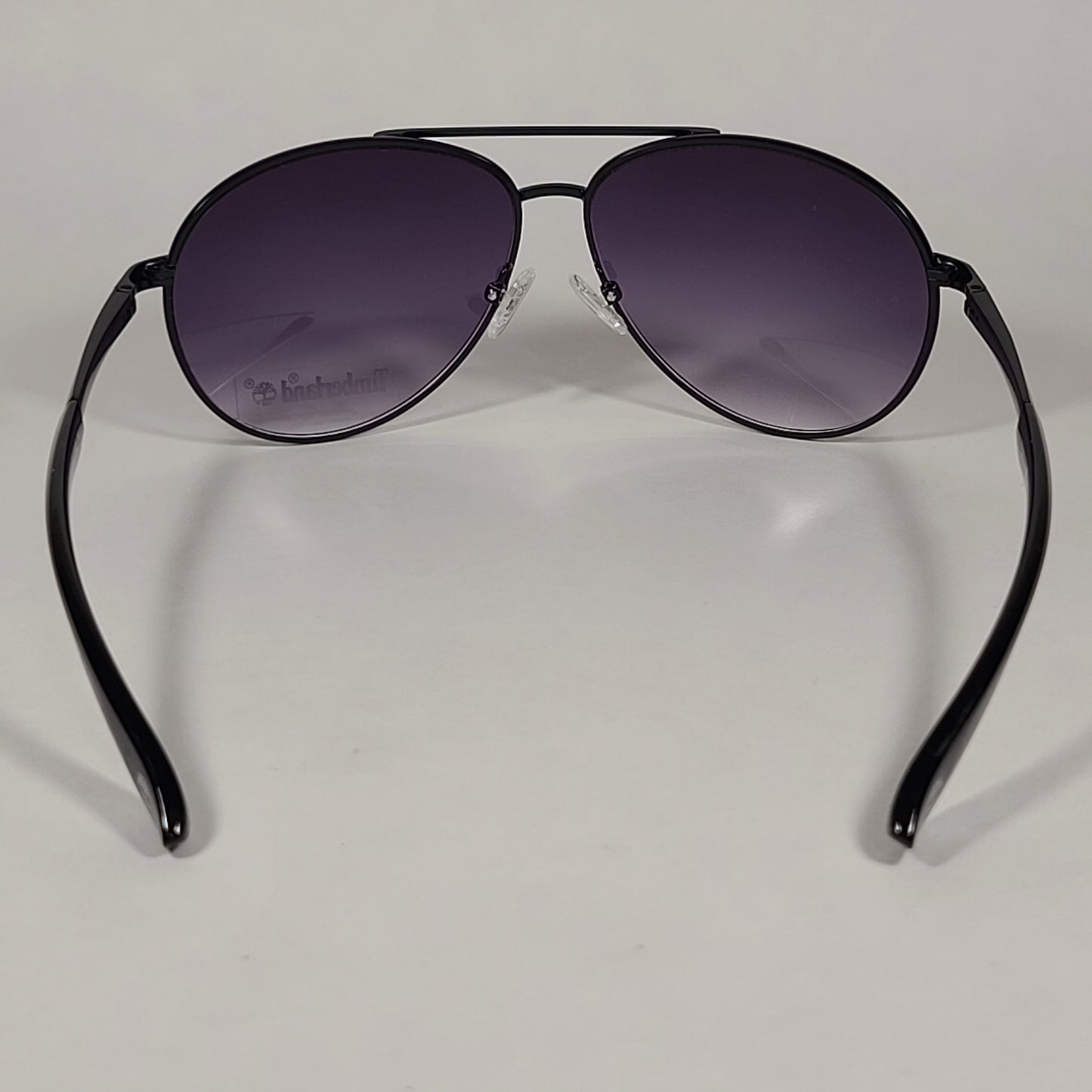 Timberland Aviator Sunglasses Shiny Black Frame Smoke Gradient Lens TB7114 02B - Sunglasses