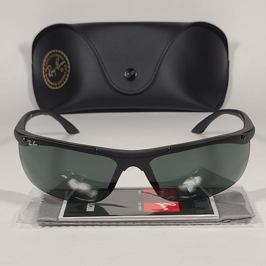Ray-Ban Active Rimless Sunglasses RB4085 601-S/71 Sport Wrap Matte Black Frame Green Lens - Sunglasses