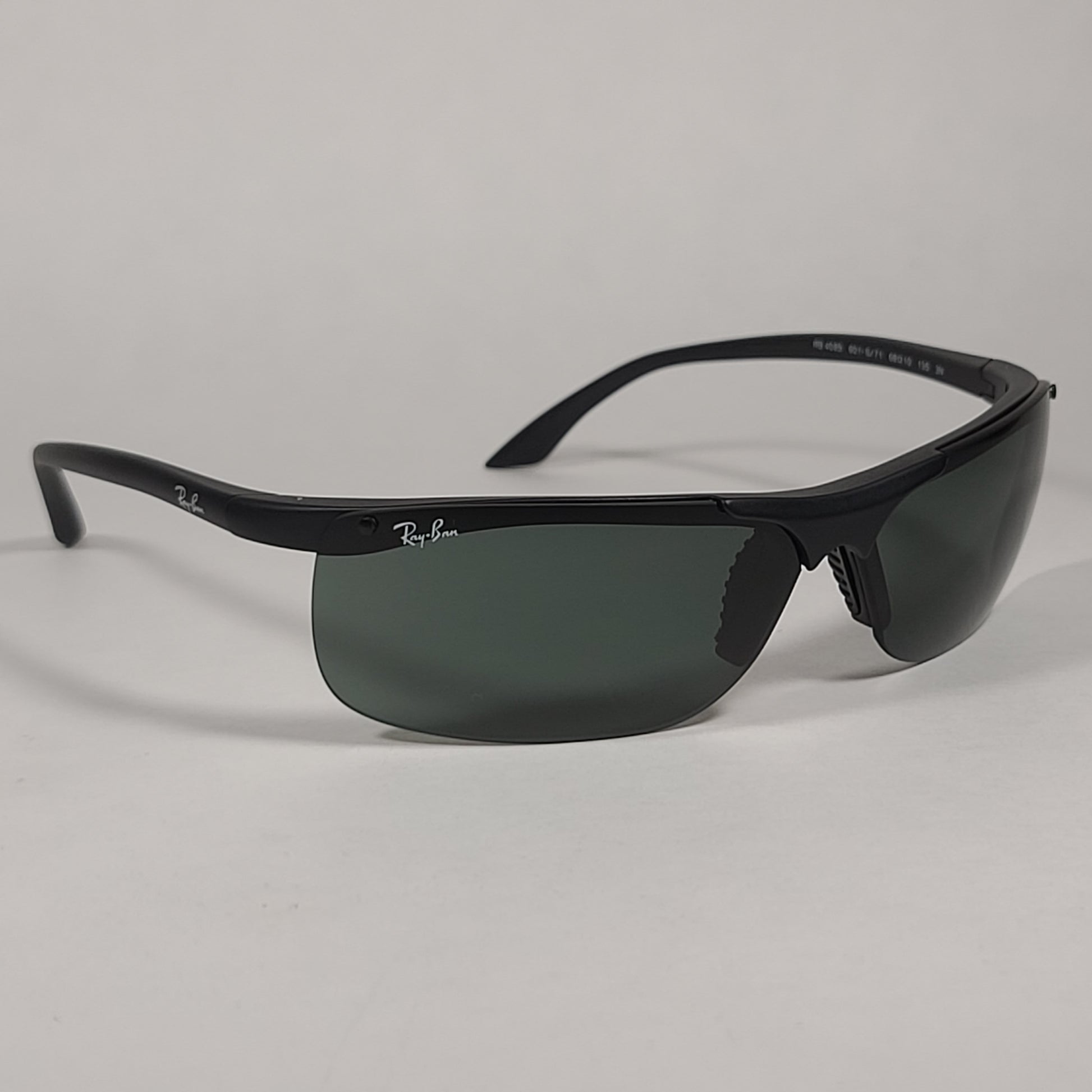 Ray-Ban Active Rimless Sunglasses RB4085 601-S/71 Sport Wrap Matte Black Frame Green Lens - Sunglasses