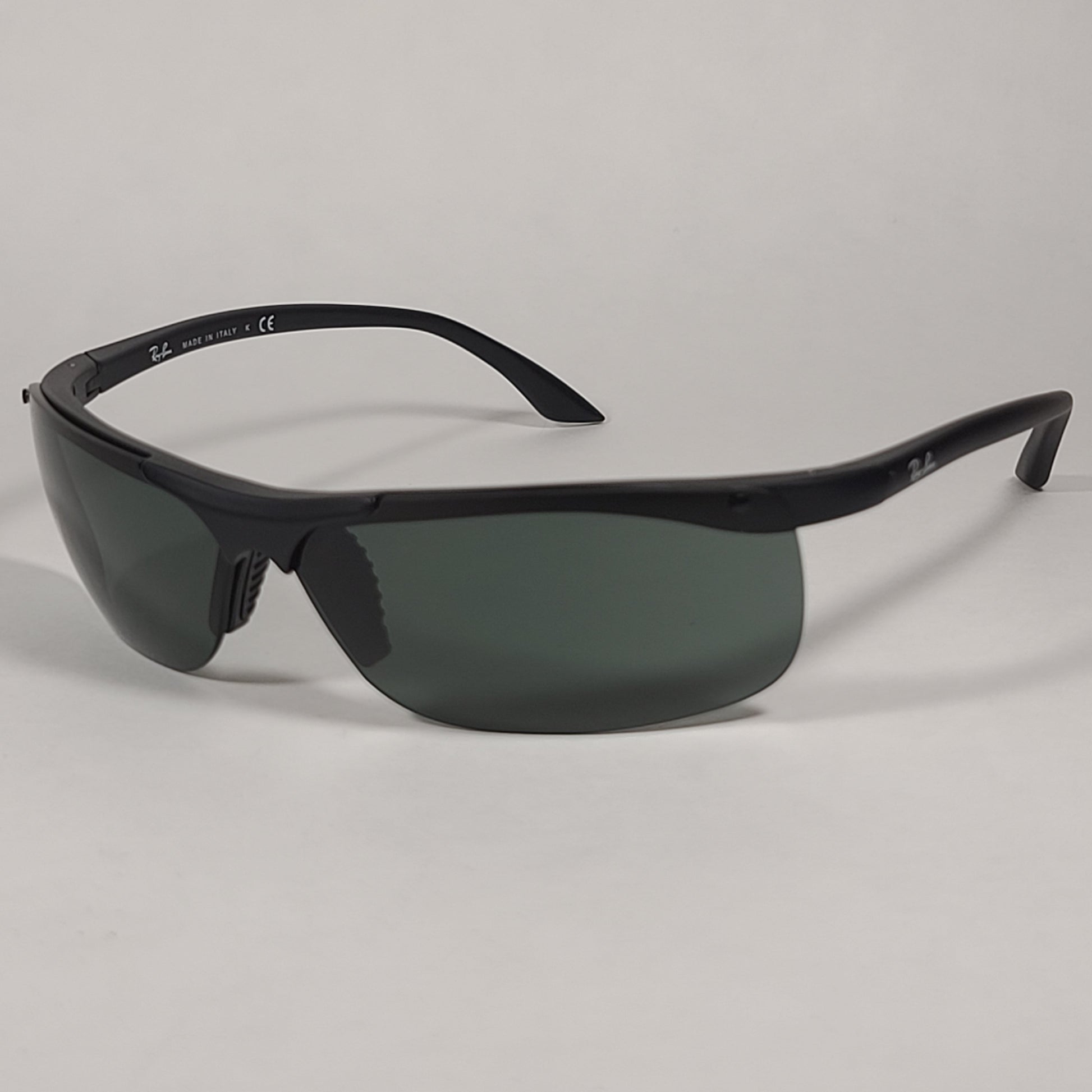 Ray-Ban Active Rimless Sunglasses RB4085 601-S/71 Sport Wrap Matte Black Frame Green Lens - Sunglasses