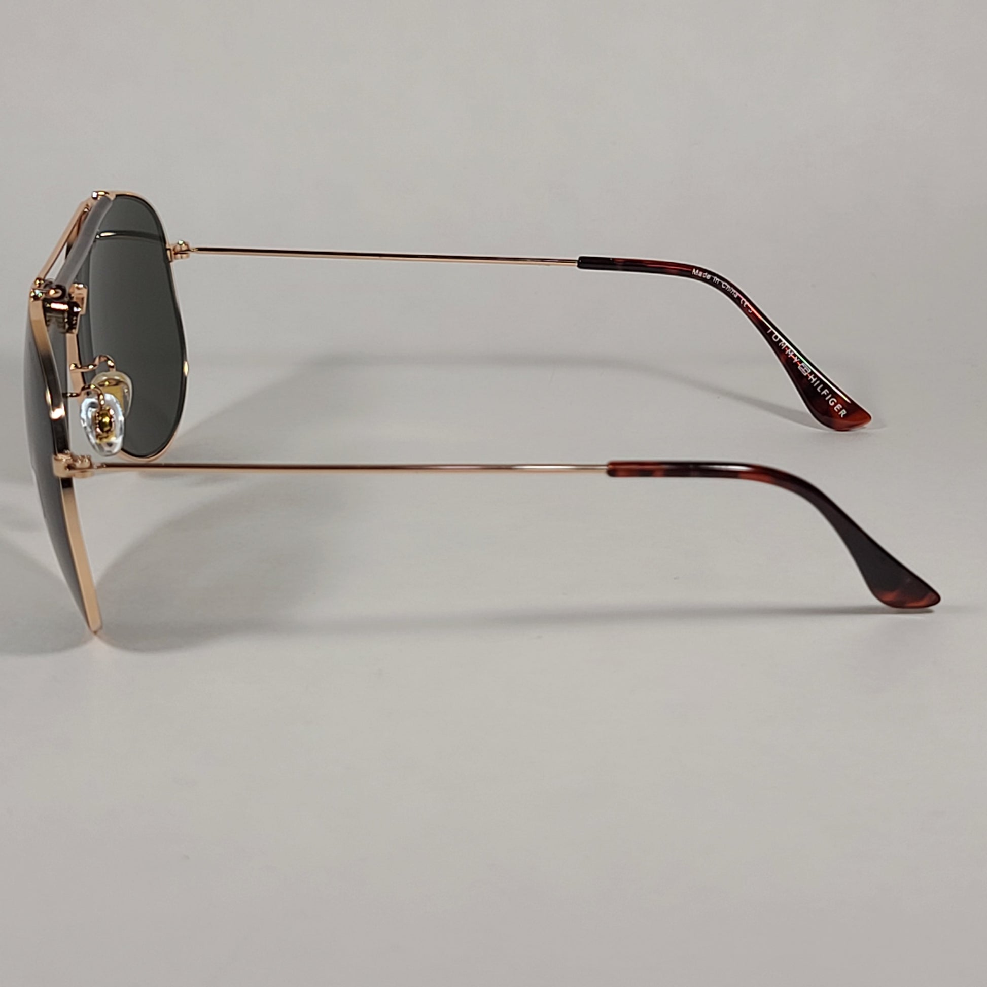 Tommy Hilfiger Iron Aviator Sunglasses Gold And Brown Crossbar Frame Green Lens IRON MM OU578 - Sunglasses