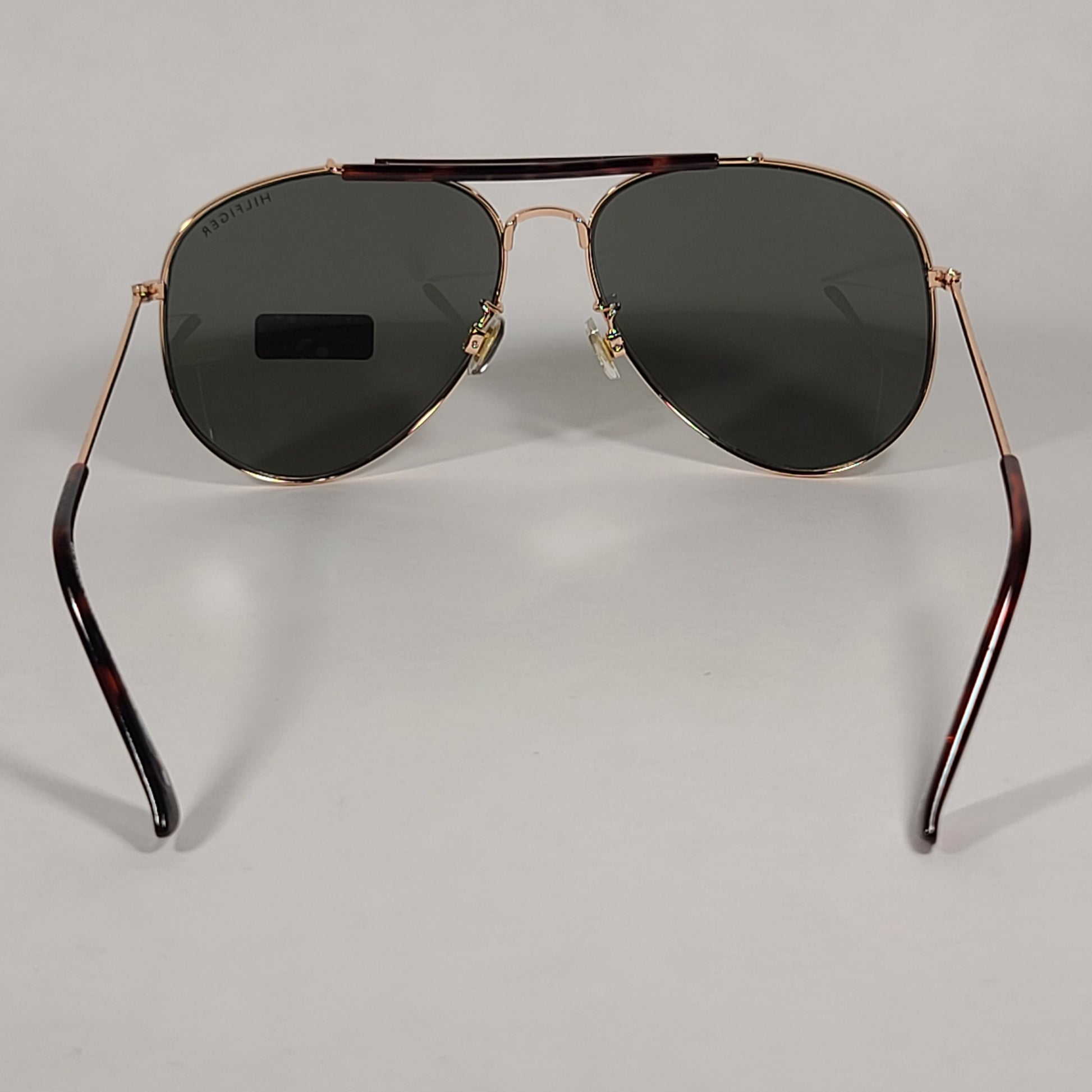 Tommy Hilfiger Iron Aviator Sunglasses Gold And Brown Crossbar Frame Green Lens IRON MM OU578 - Sunglasses