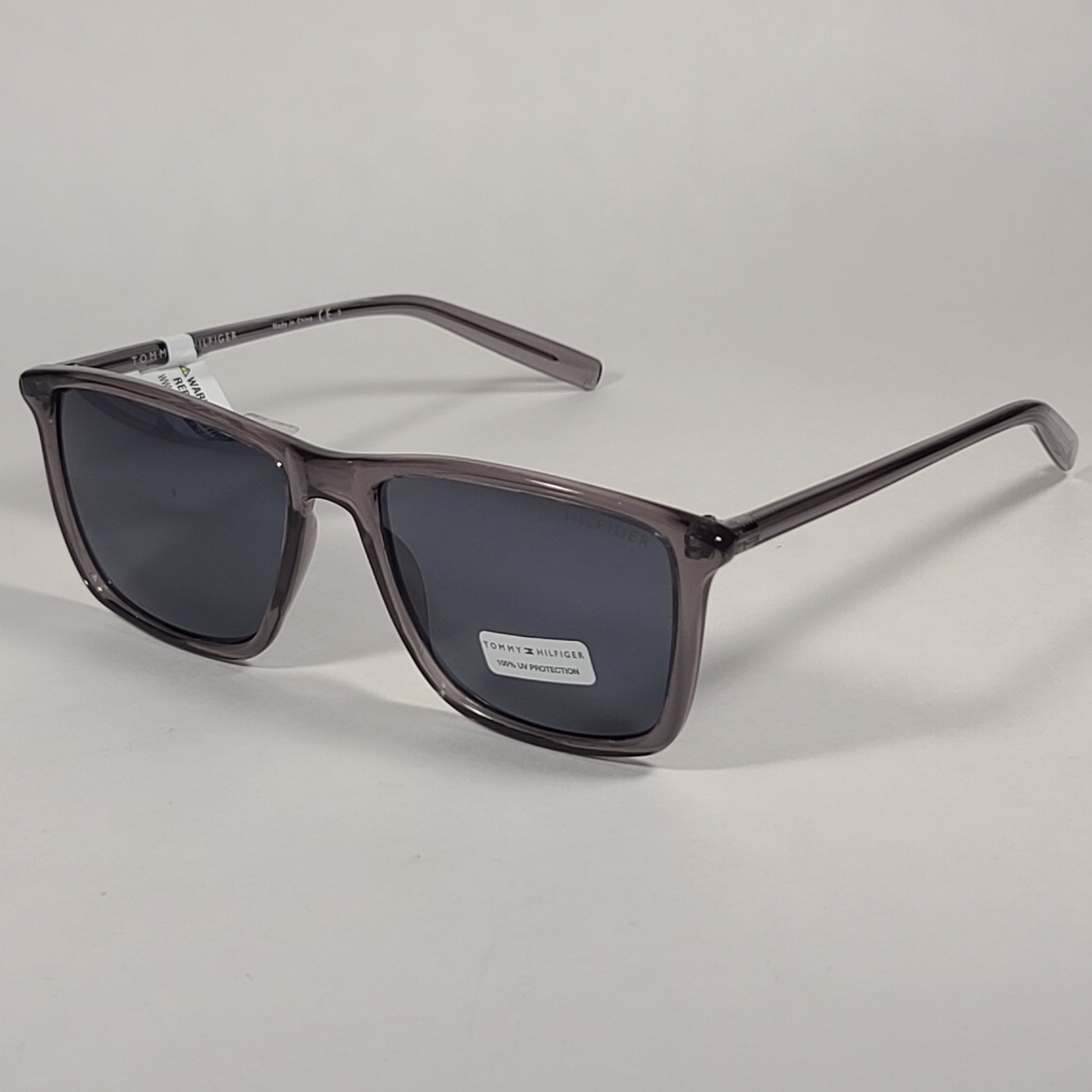 Tommy Hilfiger Rob Square Sunglasses Gray Crystal Frame Gray Lens ROB MP OM517 - Sunglasses