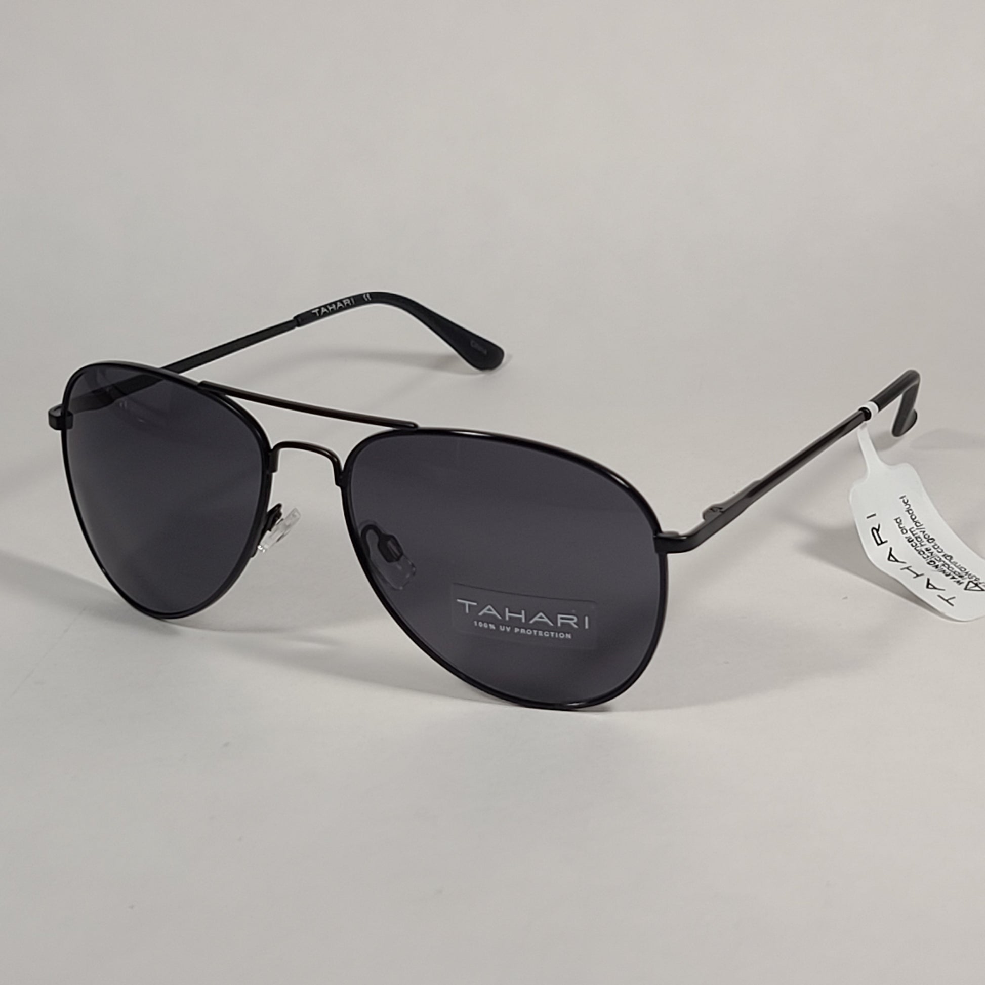 Tahari Aviator Sunglasses Matte Black Frame Gray Tinted Lens TM113 MBLK