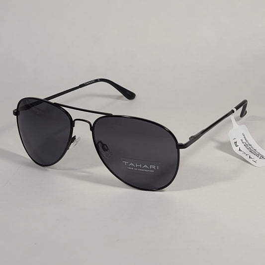Tahari Aviator Sunglasses Matte Black Frame Gray Tinted Lens TM113 MBLK